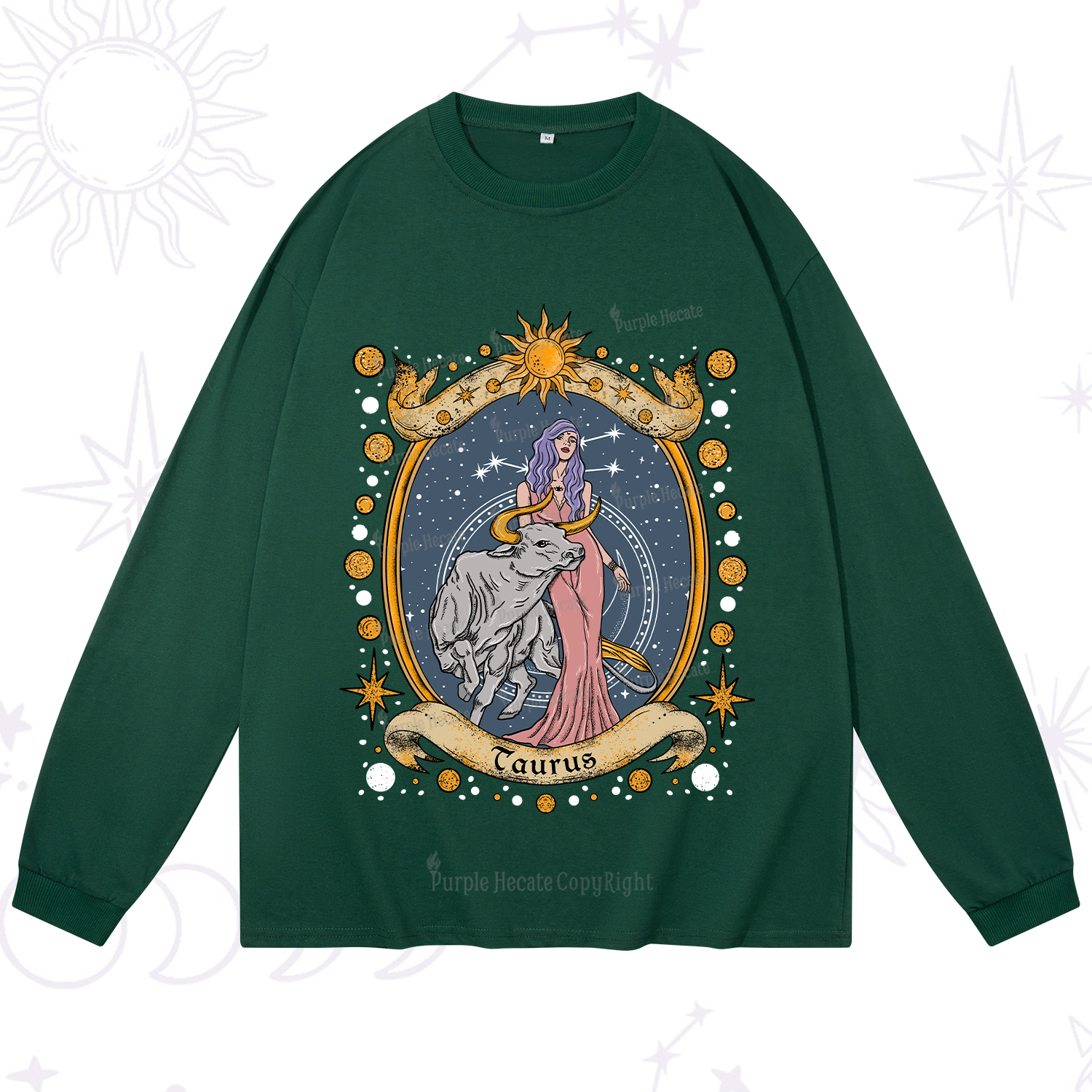 Purplehecate Celestial Taurus Zodiac Long Sleeve T-Shirt