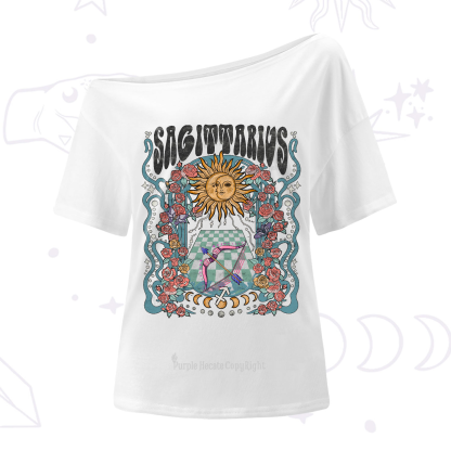 Purplehecate Sagittarius Spirit Zodiac One-Shoulder T-Shirt