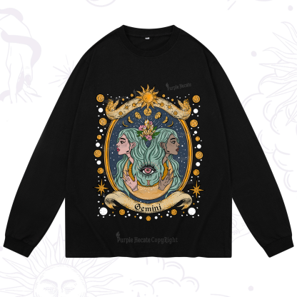 Purplehecate Celestial Gemini Zodiac Long Sleeve T-Shirt