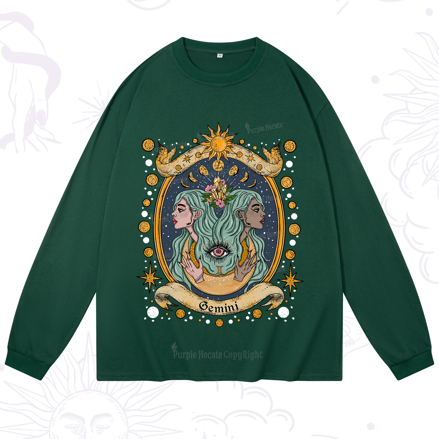 Purplehecate Celestial Gemini Zodiac Long Sleeve T-Shirt