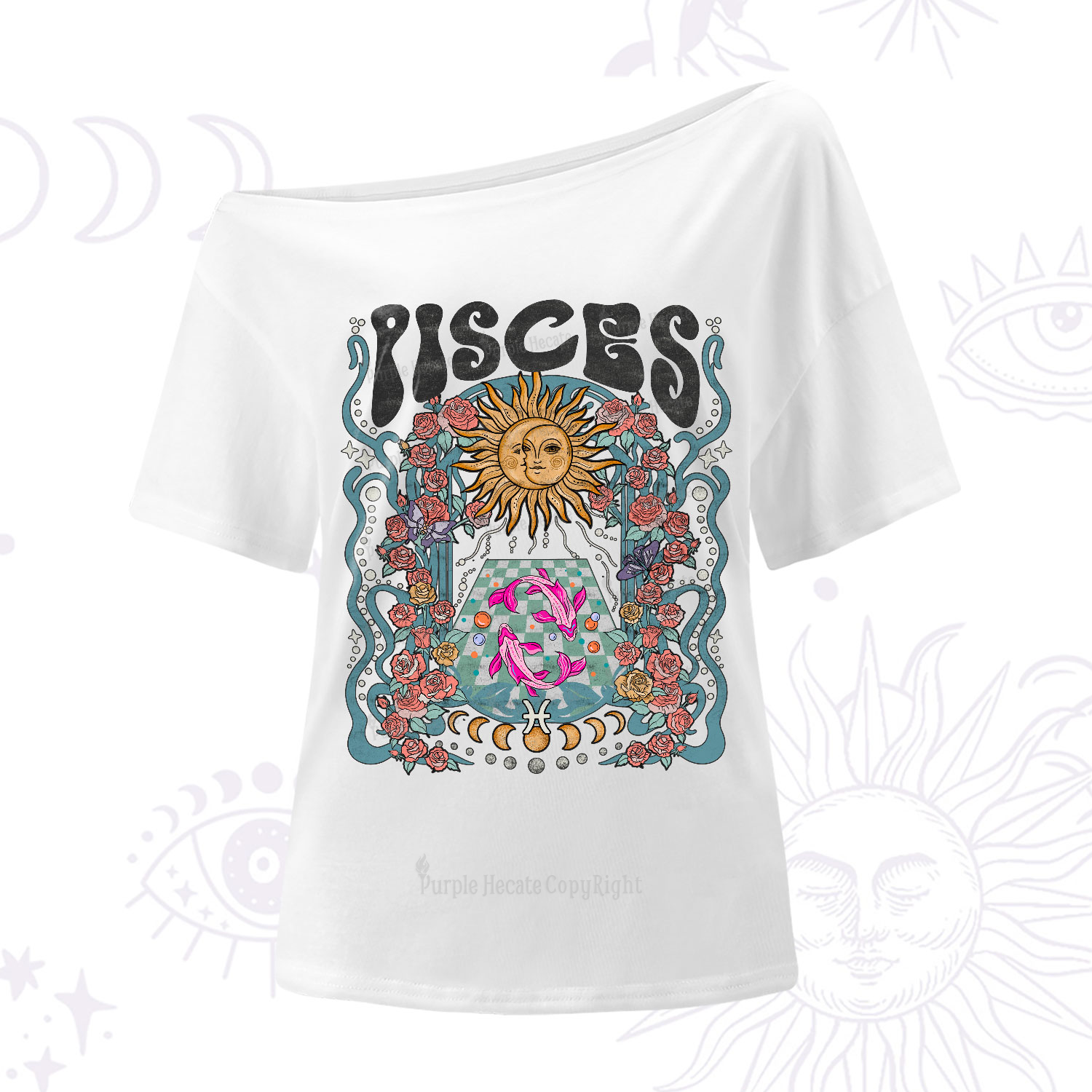 Purplehecate Pisces Spirit Zodiac One-Shoulder T-Shirt