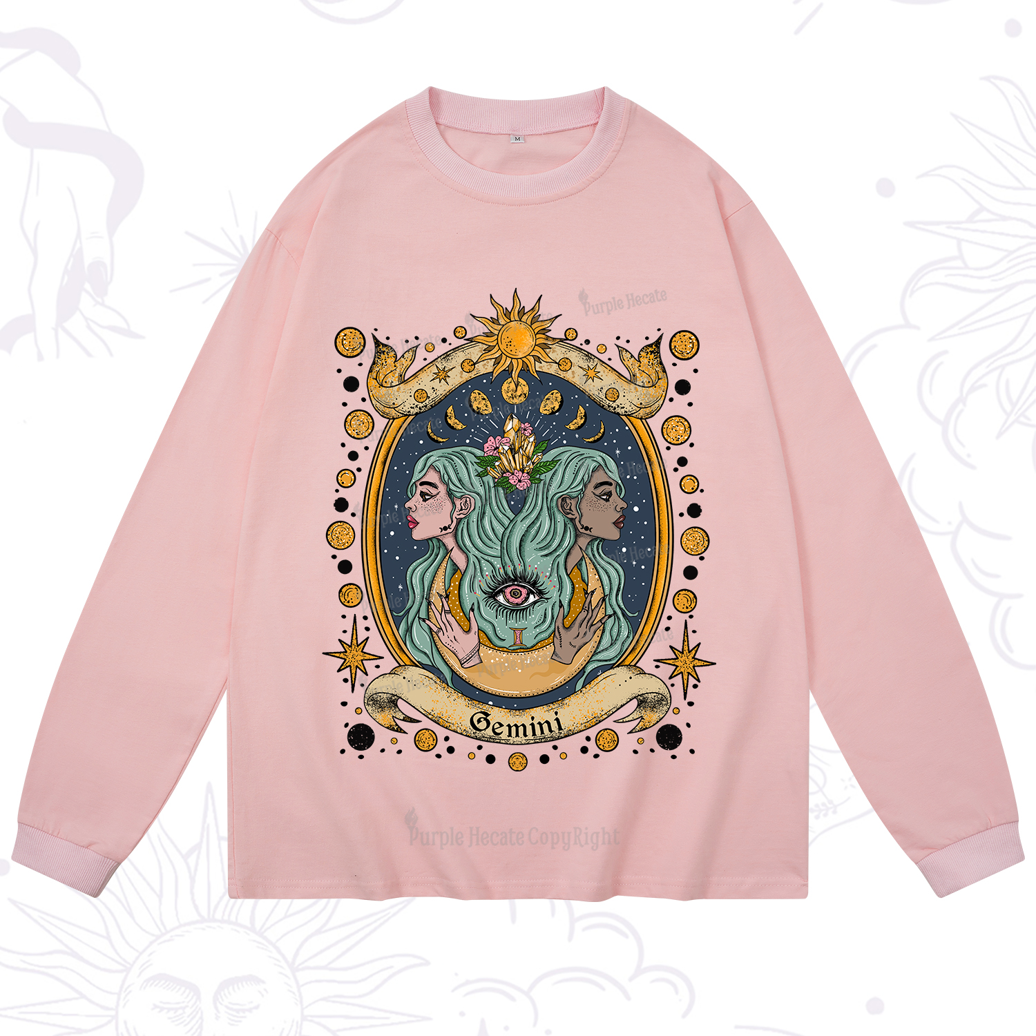 Purplehecate Celestial Gemini Zodiac Long Sleeve T-Shirt