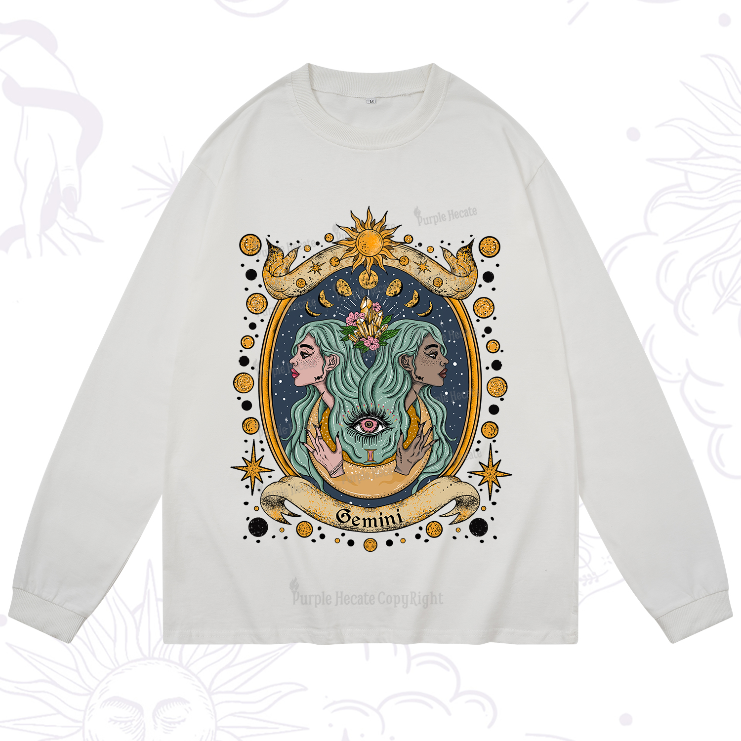 Purplehecate Celestial Gemini Zodiac Long Sleeve T-Shirt