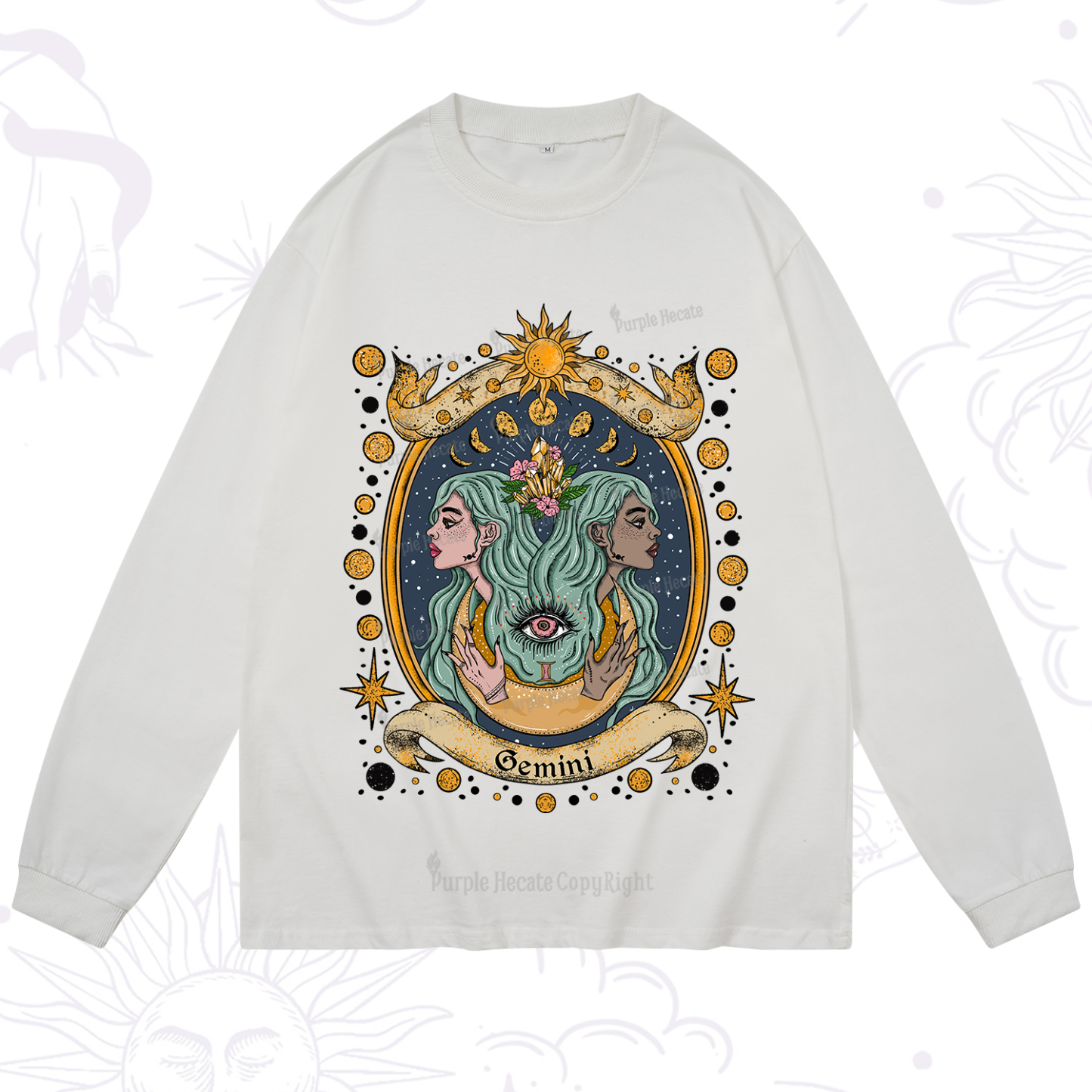Purplehecate Celestial Gemini Zodiac Long Sleeve T-Shirt