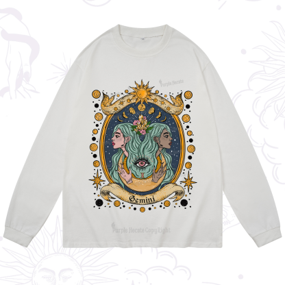 Purplehecate Celestial Gemini Zodiac Long Sleeve T-Shirt