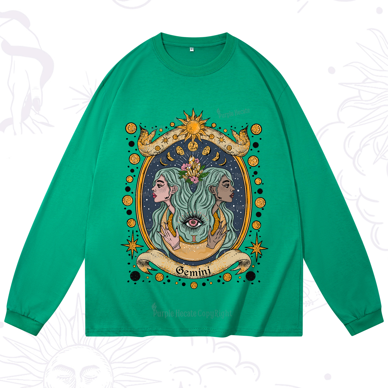 Purplehecate Celestial Gemini Zodiac Long Sleeve T-Shirt