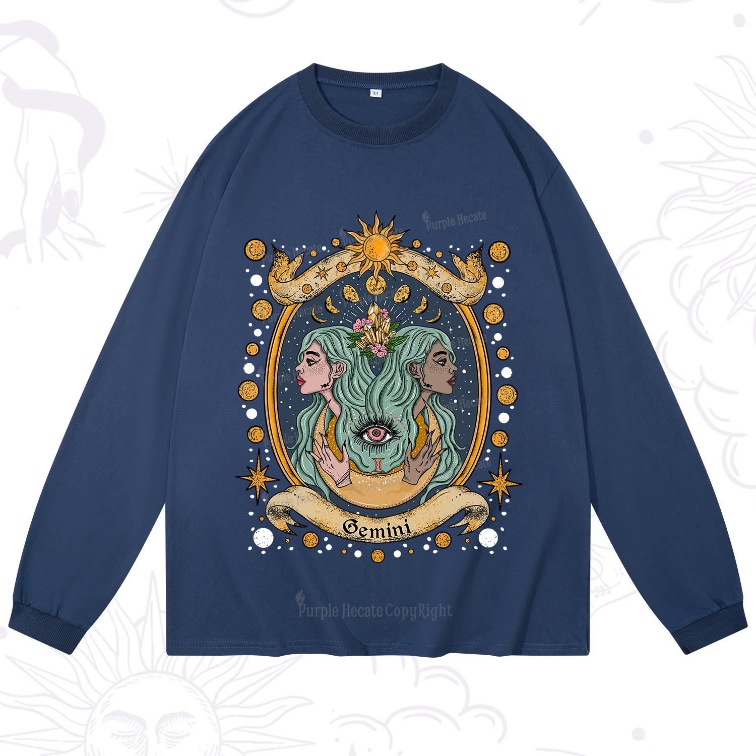 Purplehecate Celestial Gemini Zodiac Long Sleeve T-Shirt