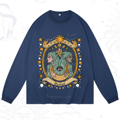 Purplehecate Celestial Gemini Zodiac Long Sleeve T-Shirt