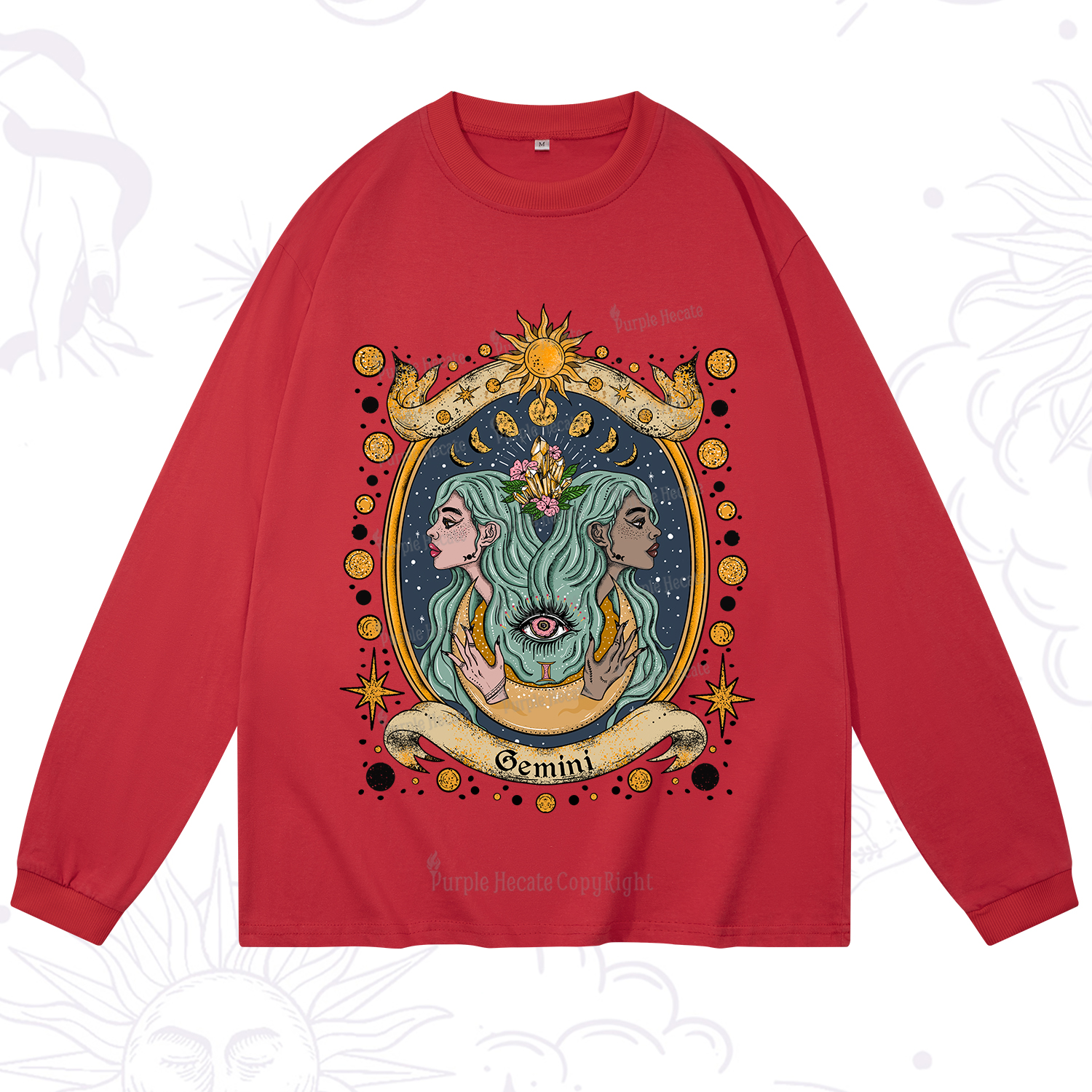 Purplehecate Celestial Gemini Zodiac Long Sleeve T-Shirt