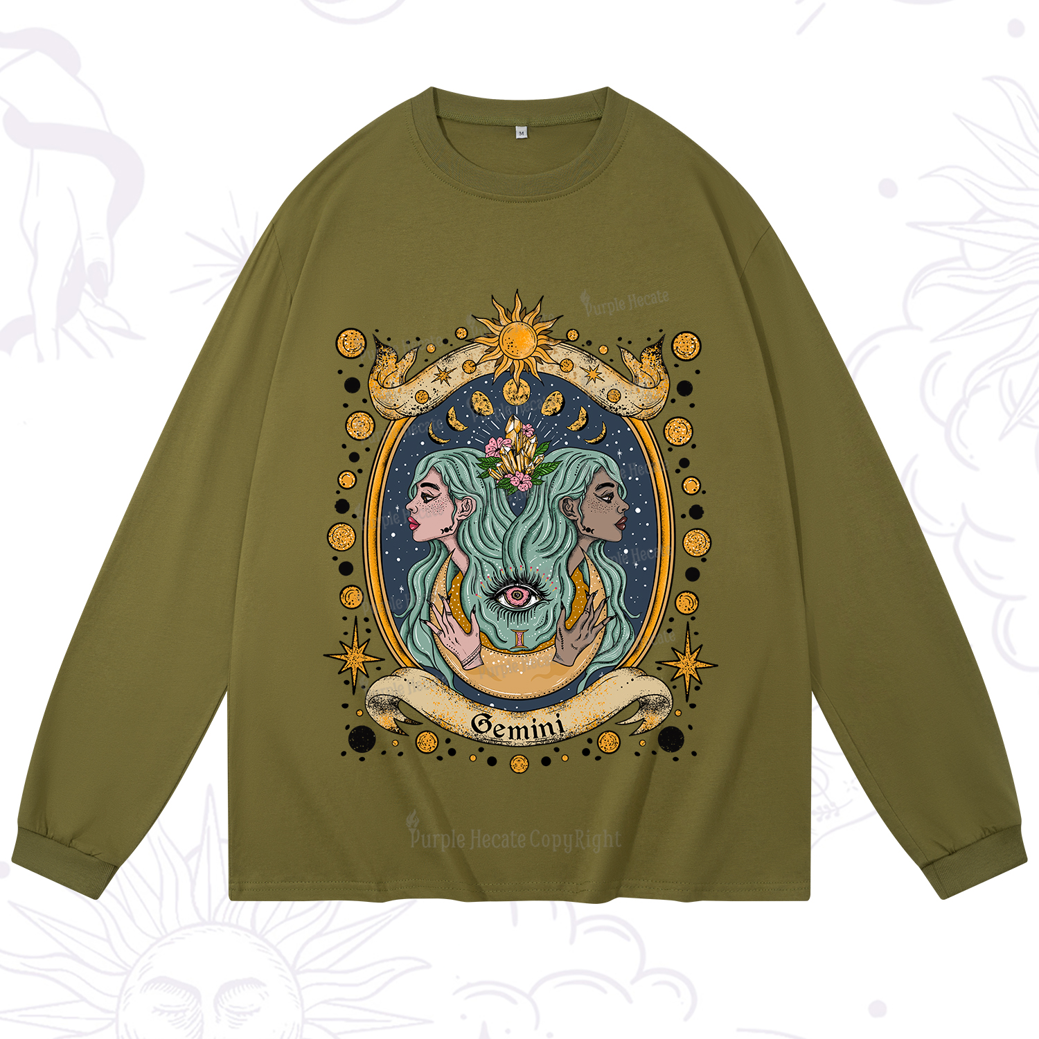 Purplehecate Celestial Gemini Zodiac Long Sleeve T-Shirt