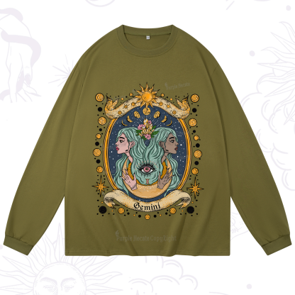 Purplehecate Celestial Gemini Zodiac Long Sleeve T-Shirt