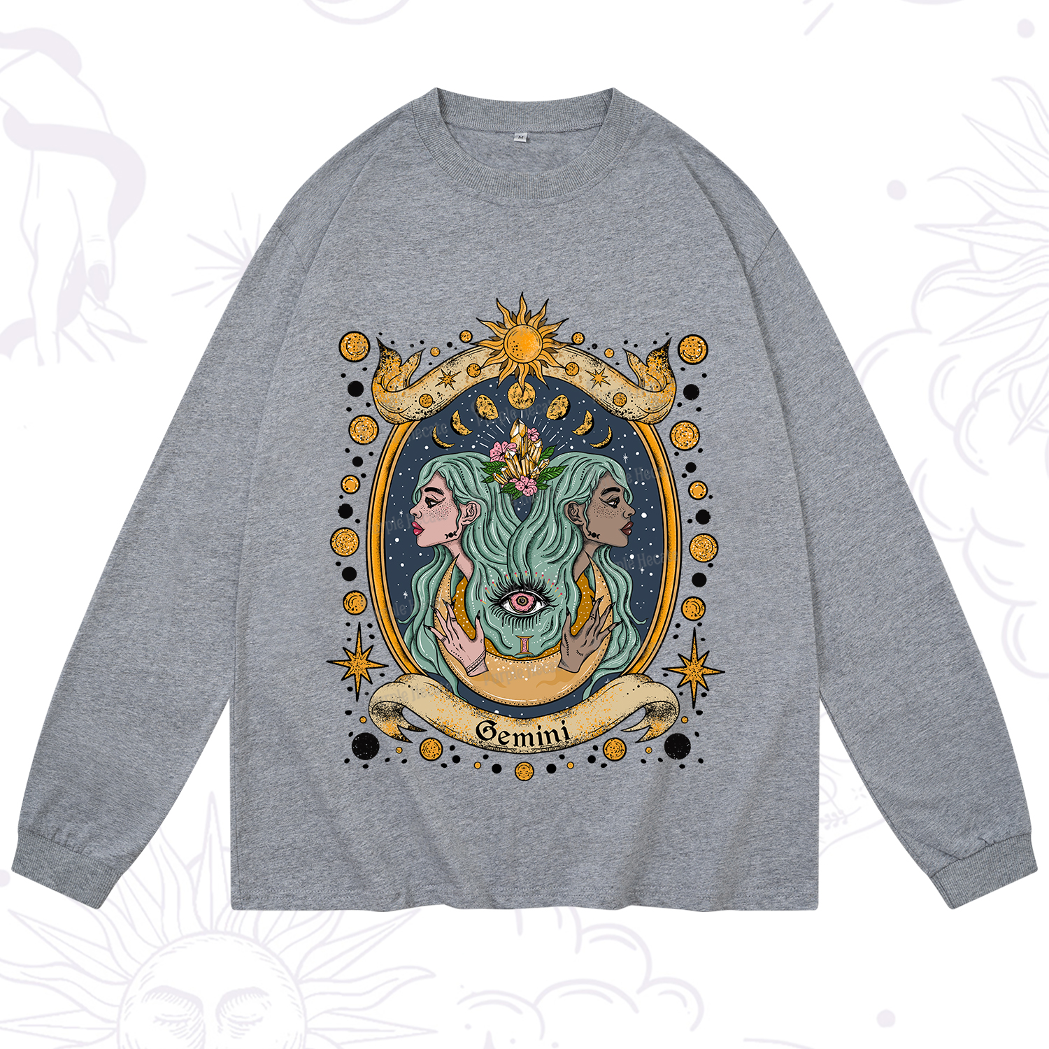Purplehecate Celestial Gemini Zodiac Long Sleeve T-Shirt
