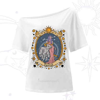 Purplehecate Celestial Taurus Zodiac One-Shoulder T-Shirt