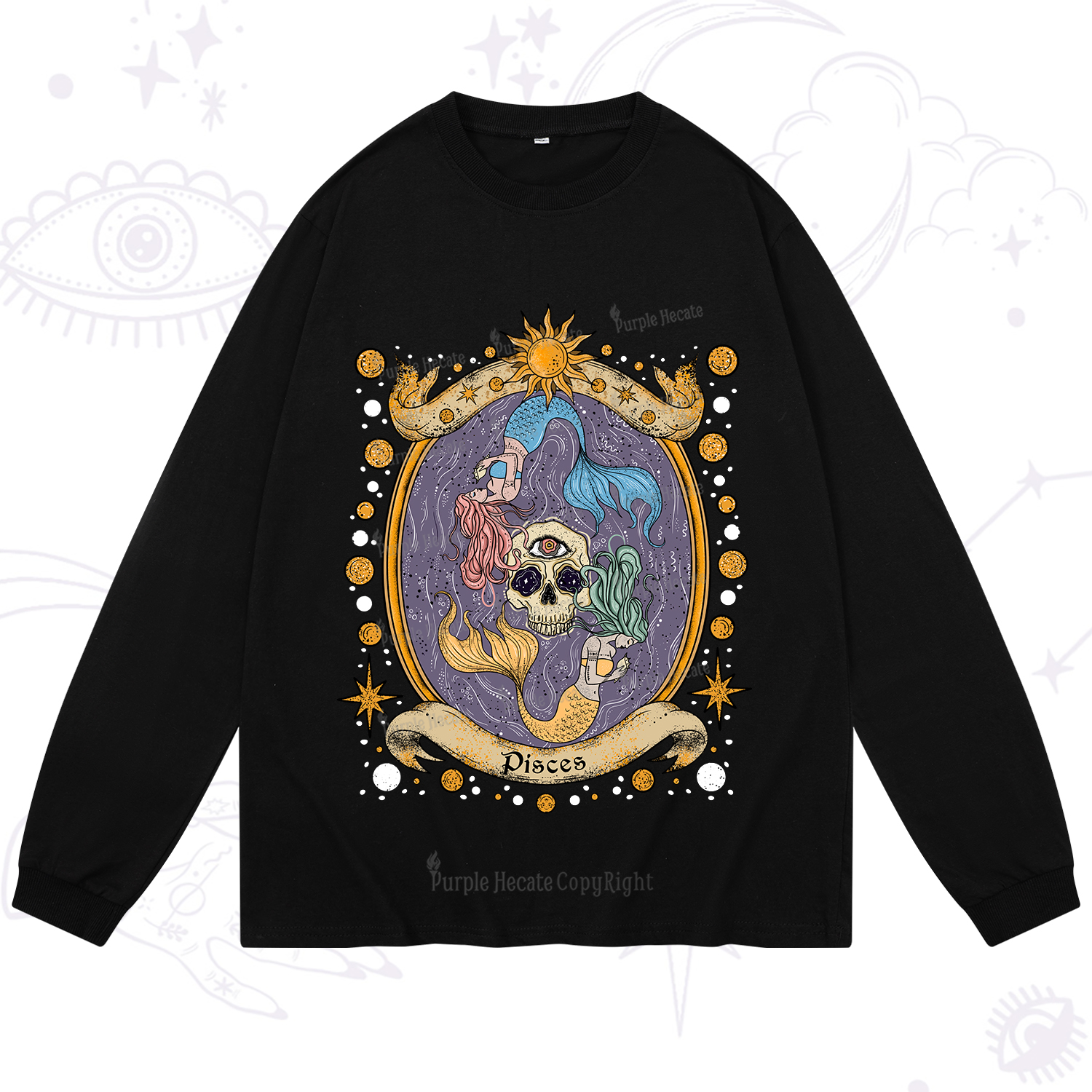 Purplehecate Celestial Pisces Zodiac Long Sleeve T-Shirt