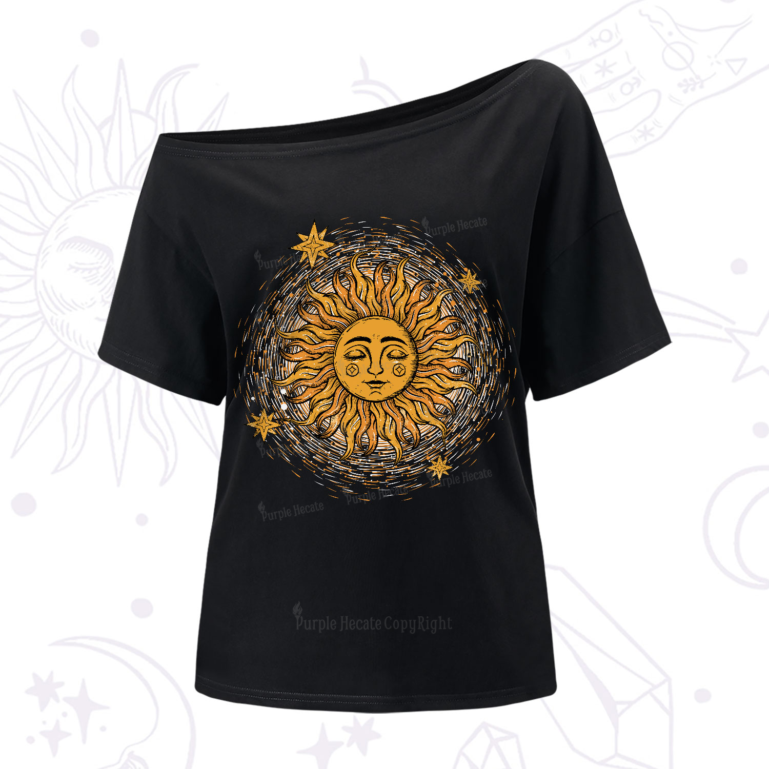 Purplehecate Celestial Sun One-Shoulder T-Shirt