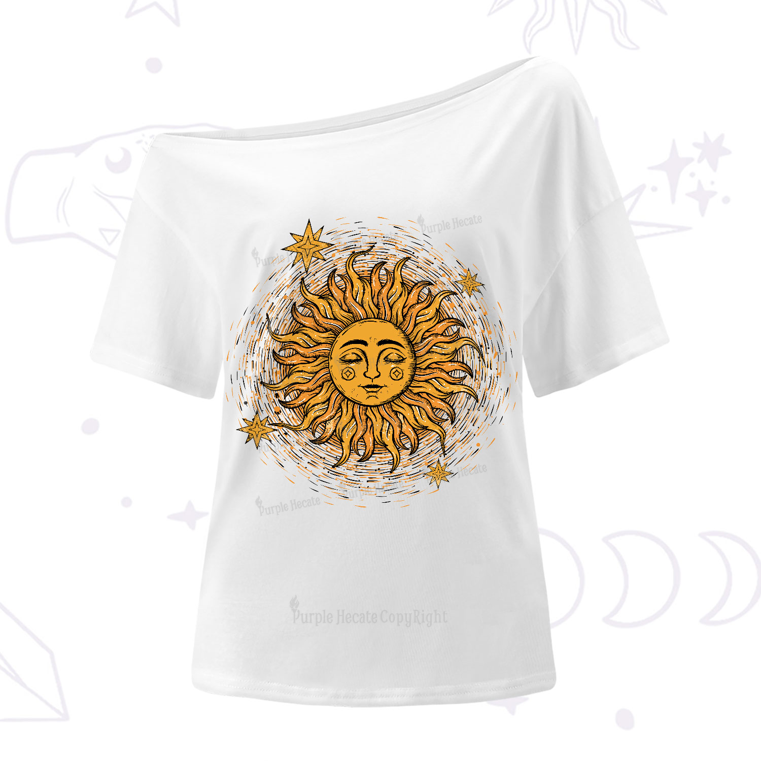 Purplehecate Celestial Sun One-Shoulder T-Shirt