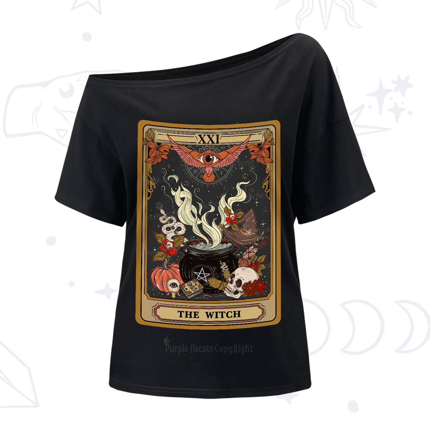 Purplehecate The Witch Magical Tarot One-Shoulder T-Shirt