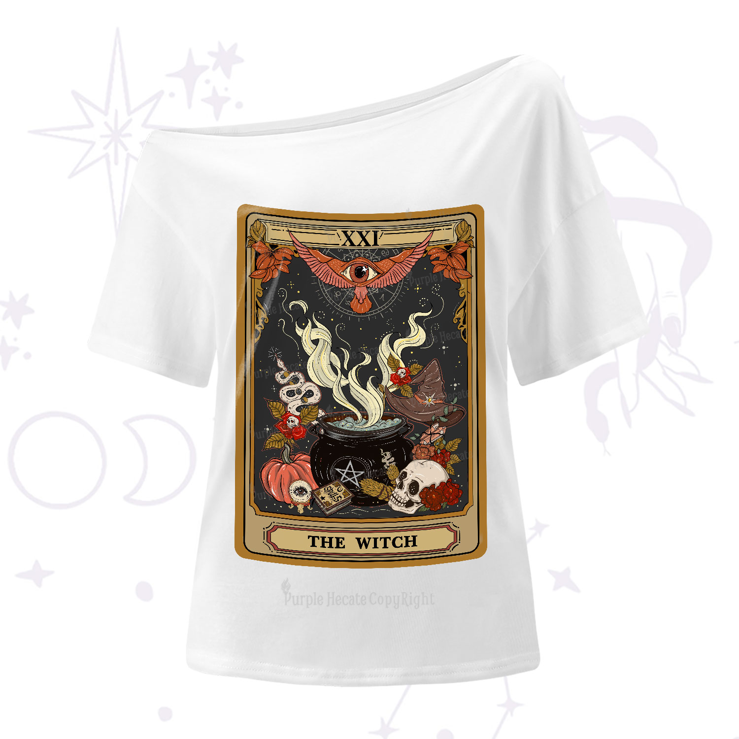Purplehecate The Witch Magical Tarot One-Shoulder T-Shirt
