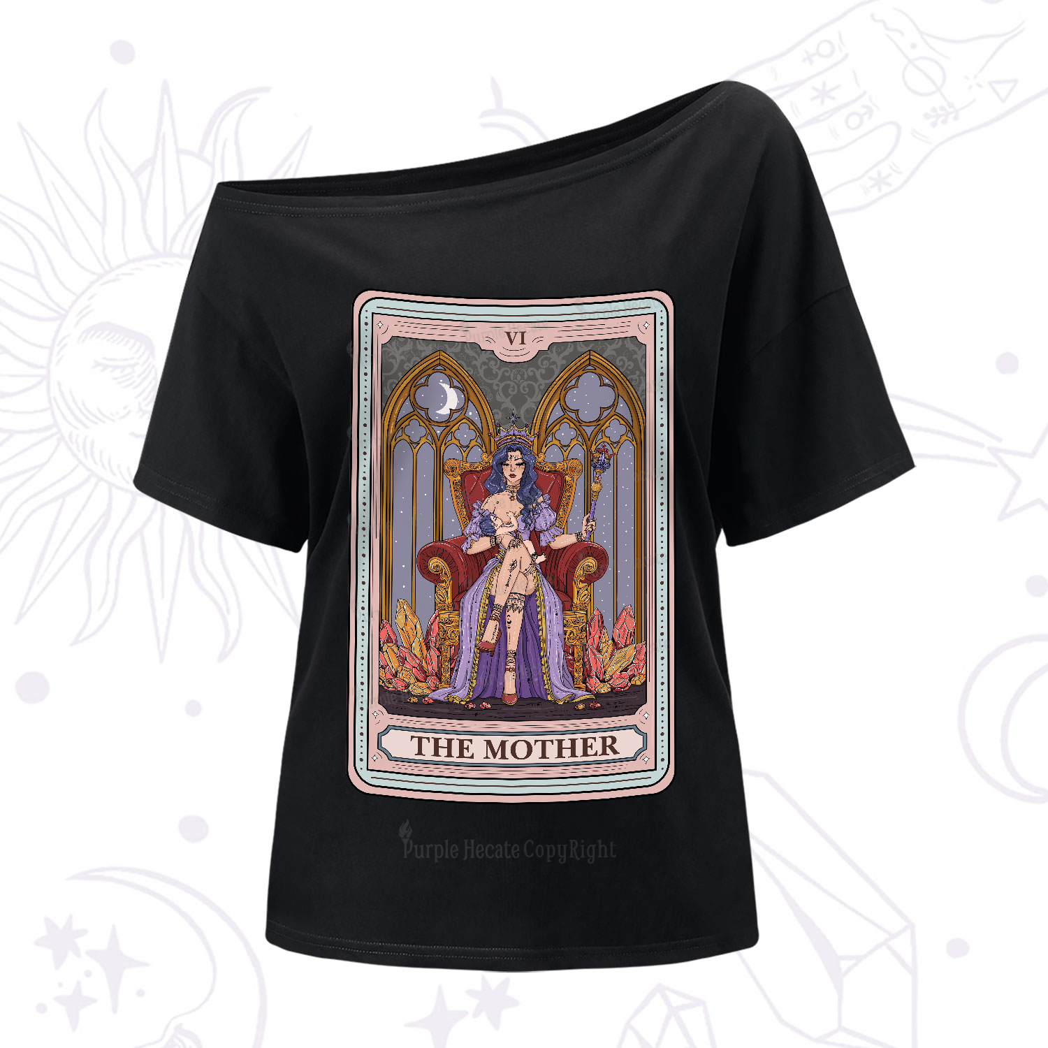 Purplehecate The Mother Tarot Card One-Shoulder T-Shirt