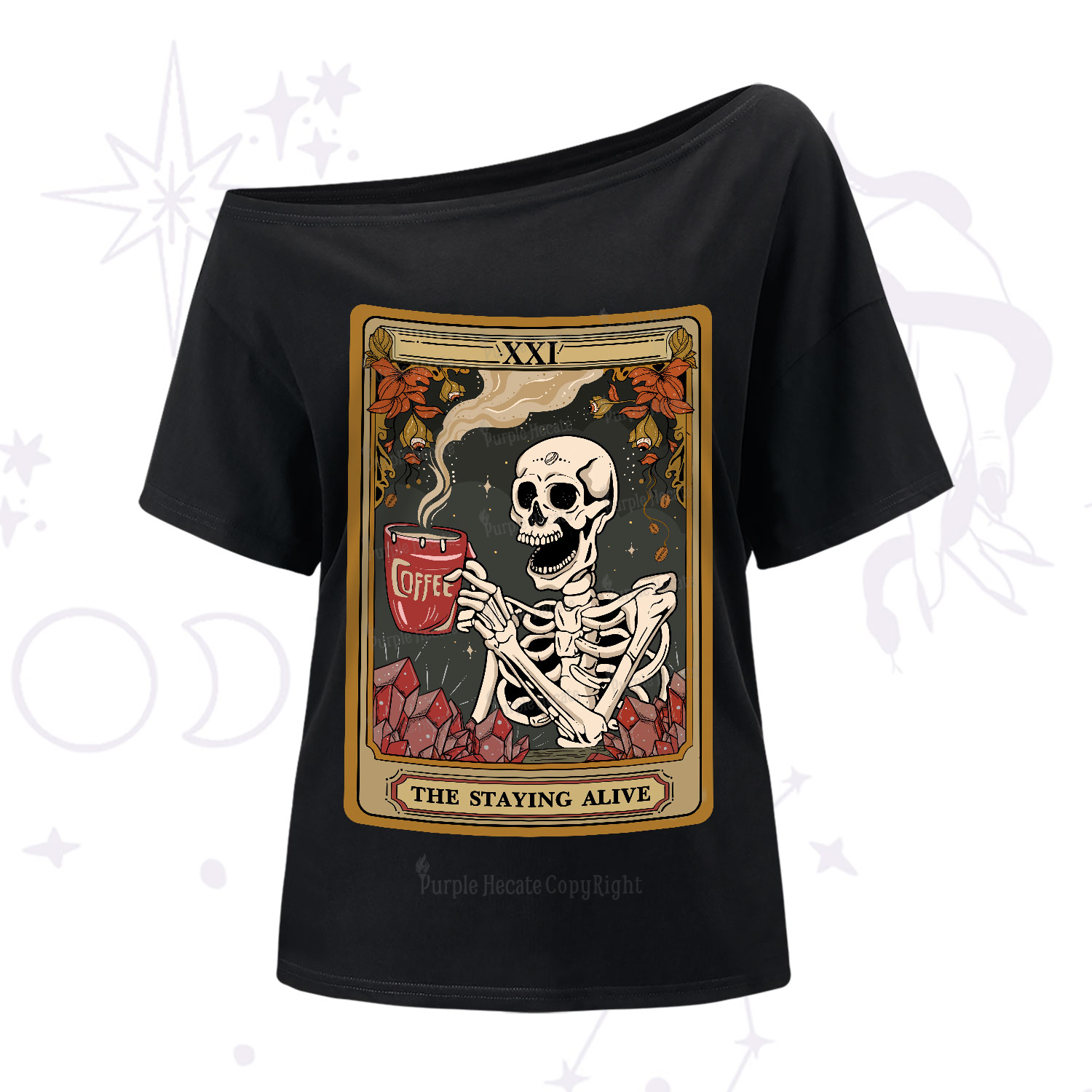 Purplehecate The Staying Alive Tarot Card One-Shoulder T-Shirt