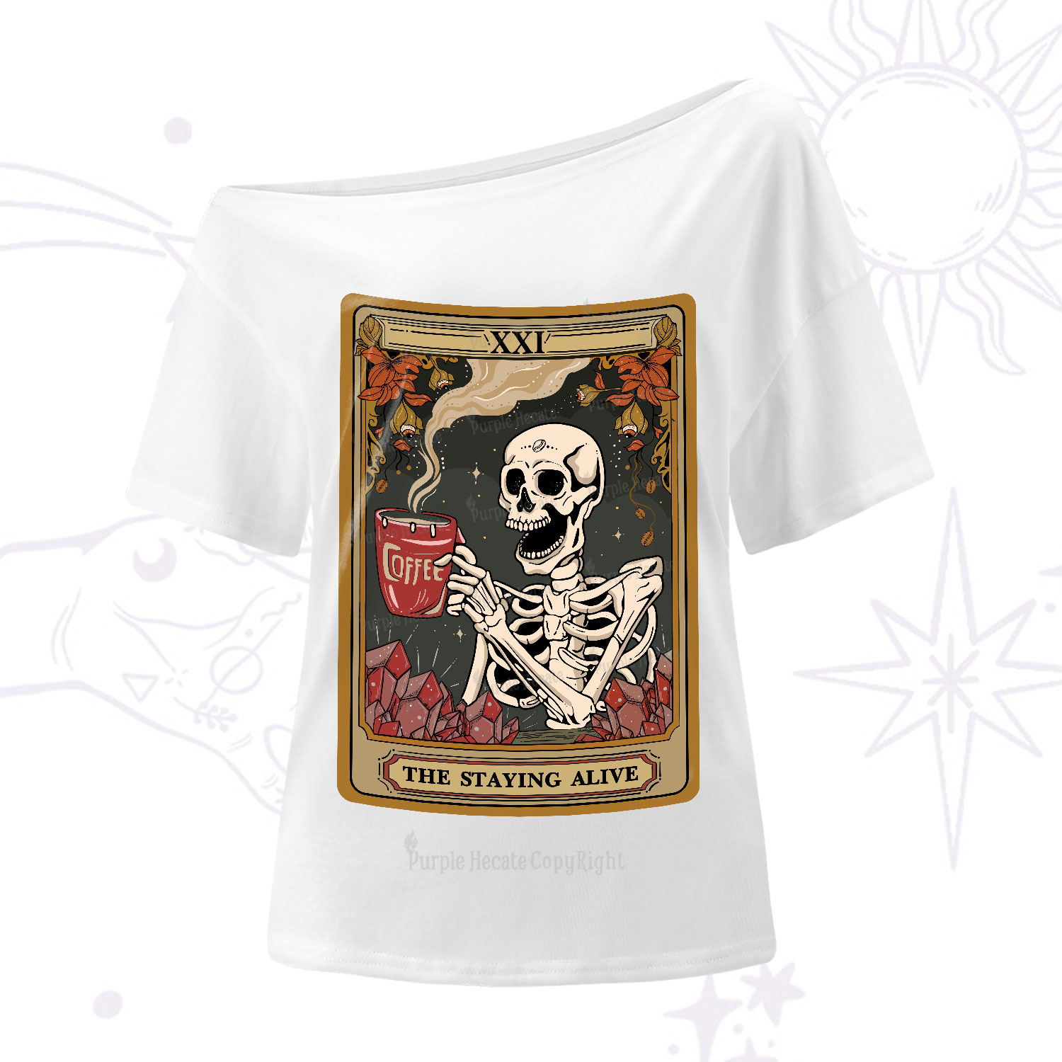 Purplehecate The Staying Alive Tarot Card One-Shoulder T-Shirt