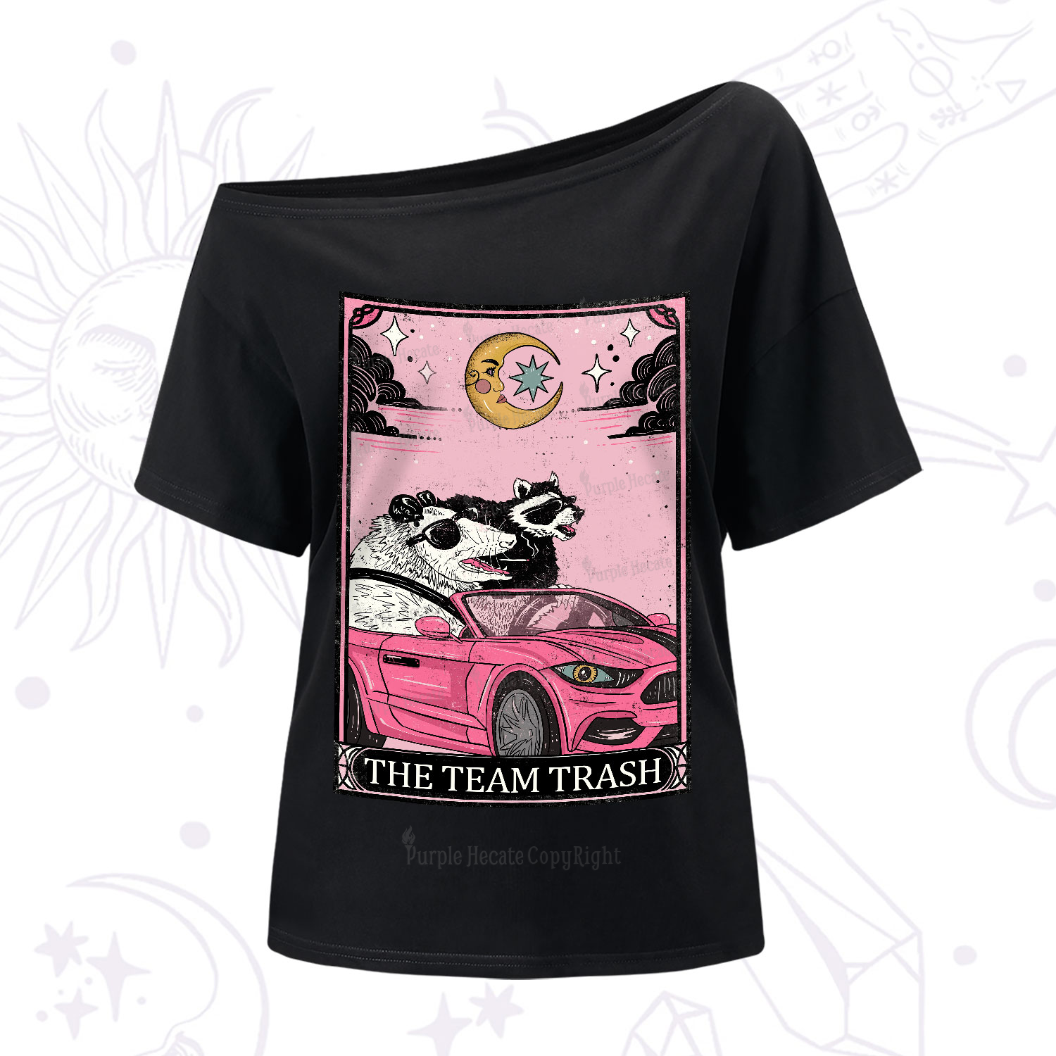 Purplehecate The Team Trash Tarot Card One-Shoulder T-Shirt