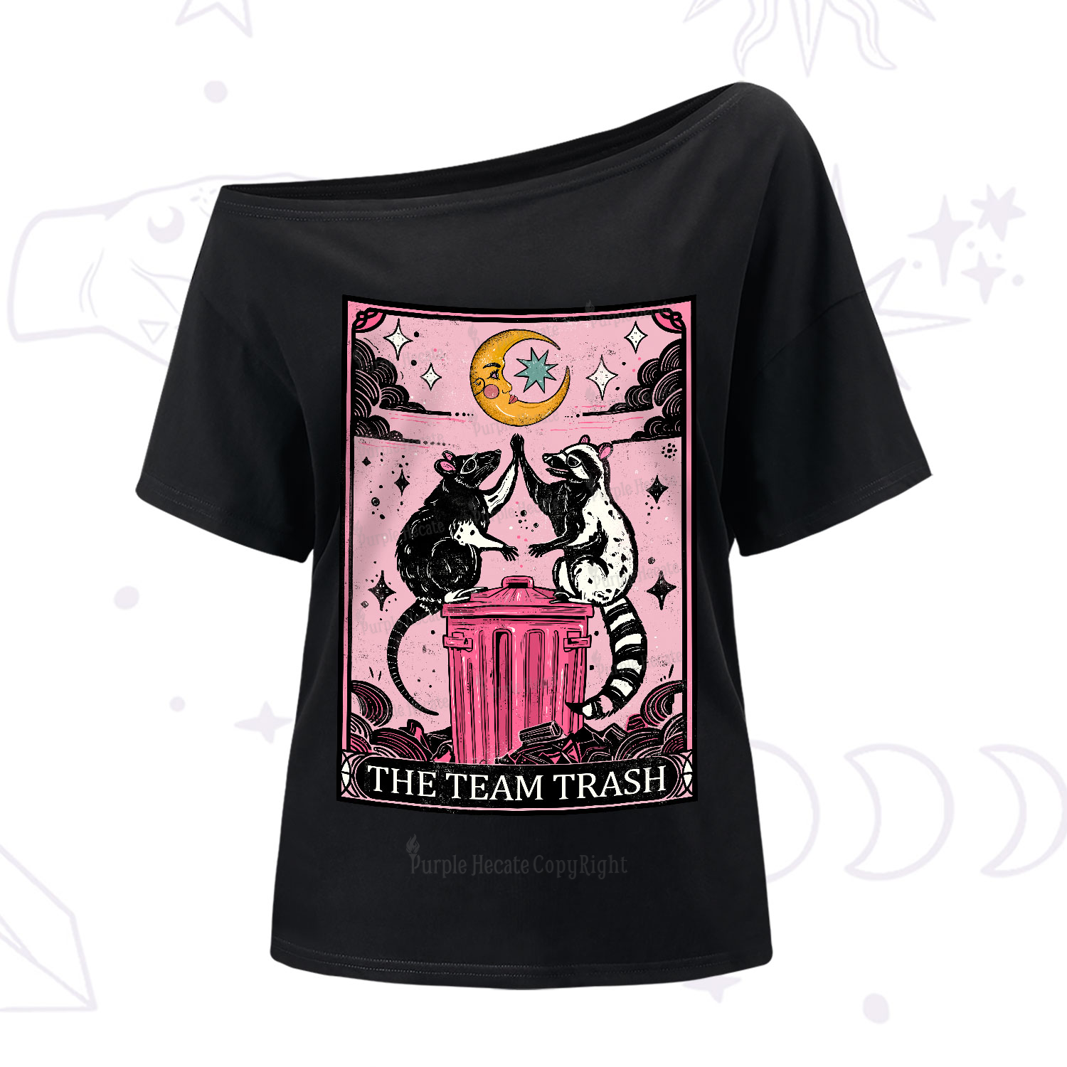 Purplehecate The Team Trash Opossum Tarot One-Shoulder T-Shirt