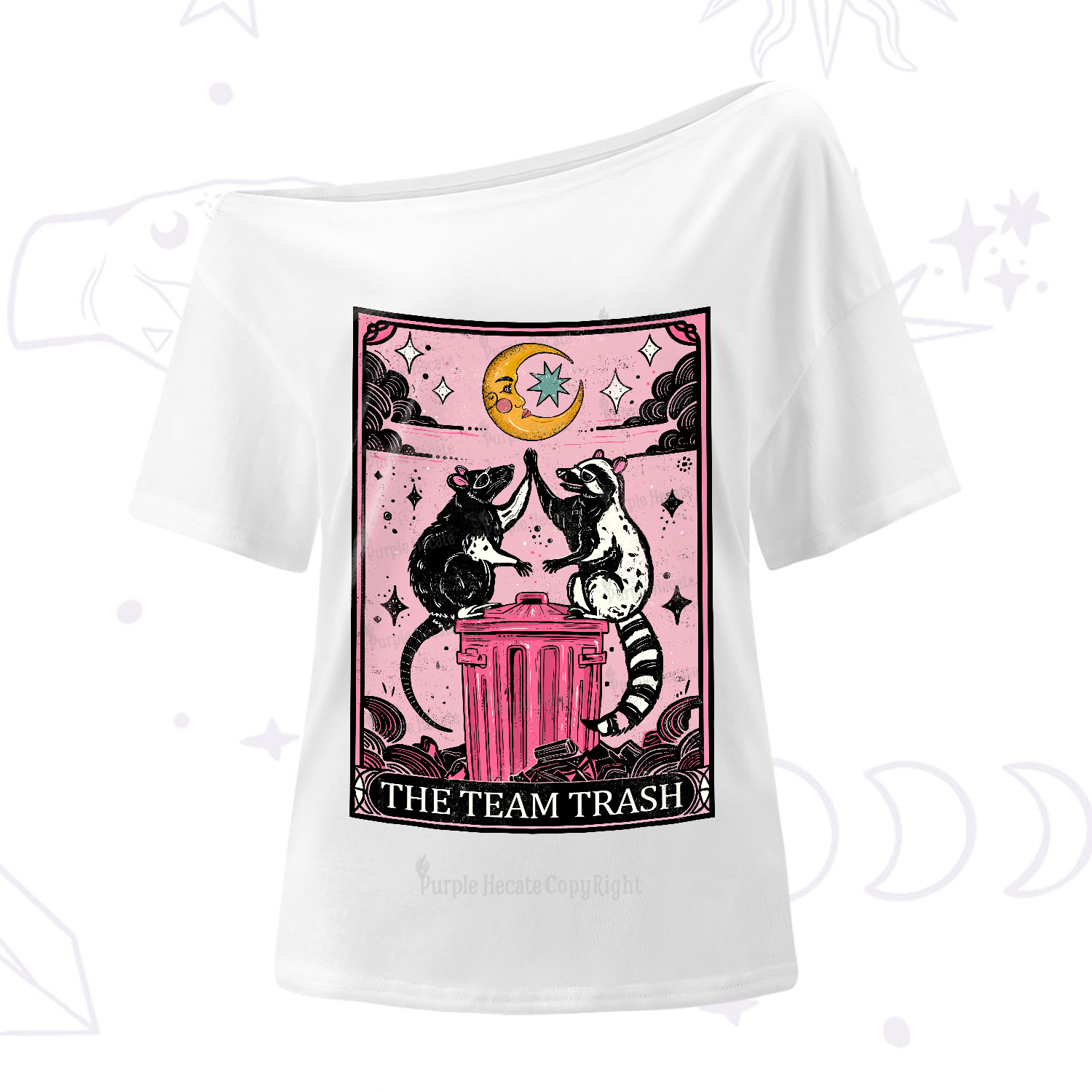 Purplehecate The Team Trash Opossum Tarot One-Shoulder T-Shirt