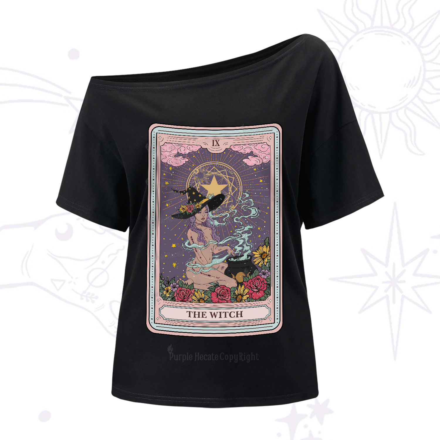 Purplehecate The Witch Tarot One-Shoulder T-Shirt