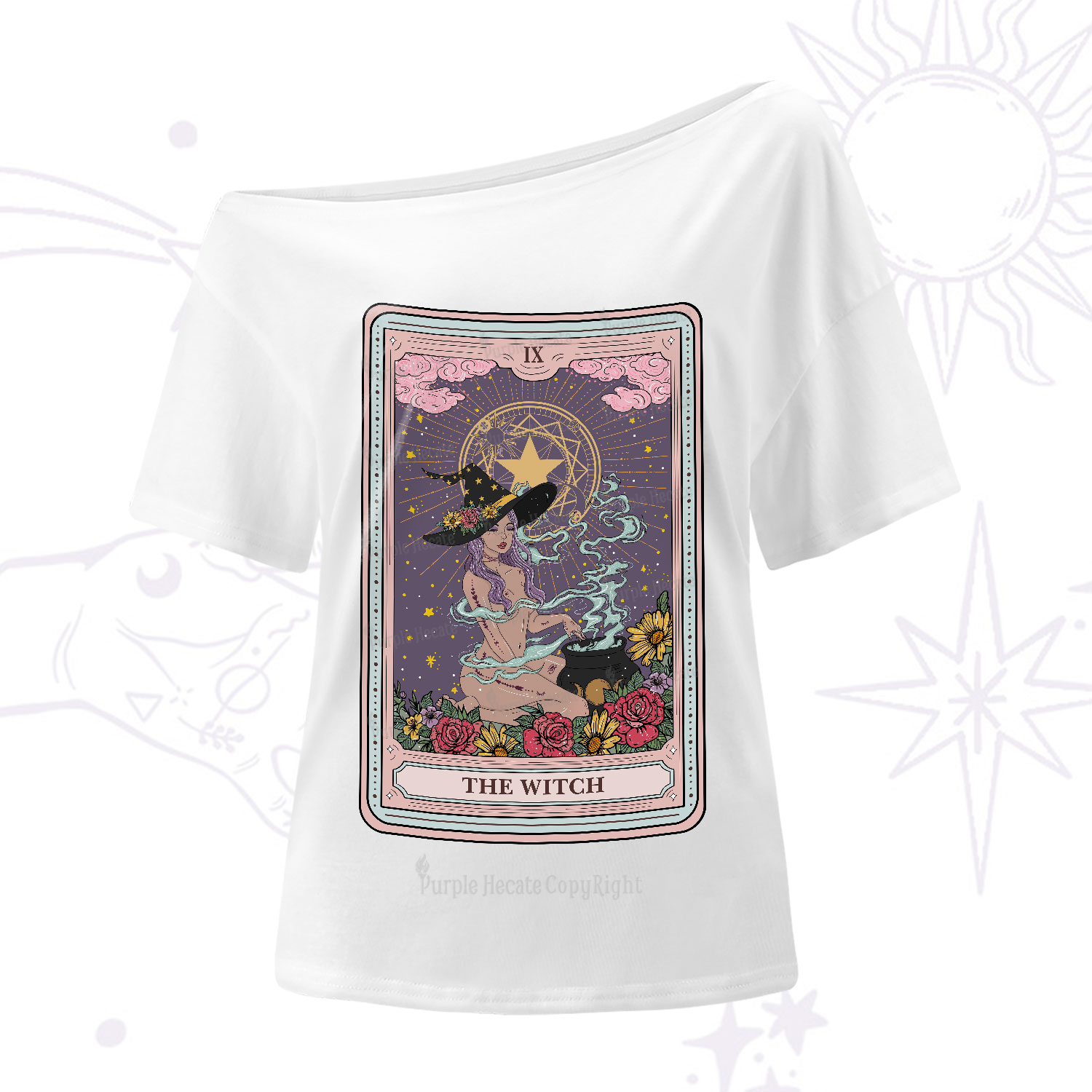 Purplehecate The Witch Tarot One-Shoulder T-Shirt