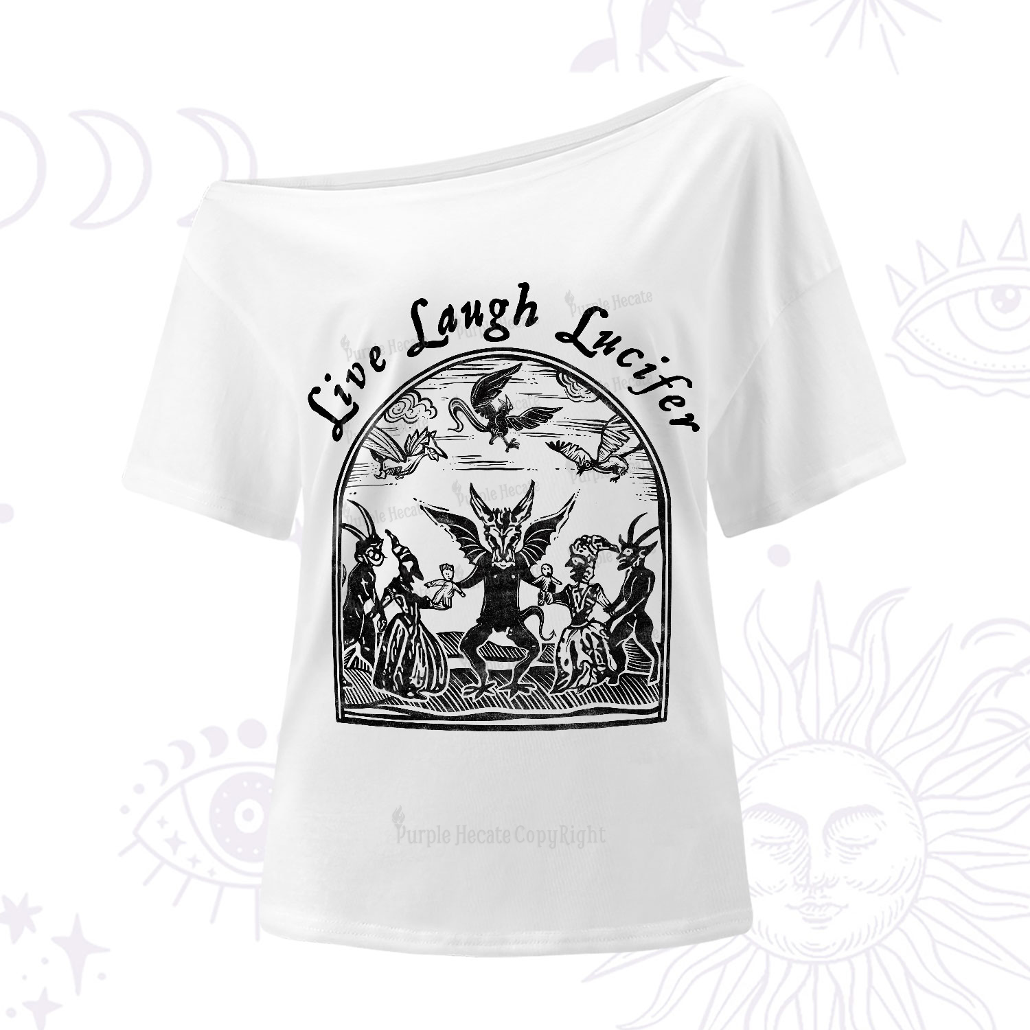 Purplehecate Live Laugh Lucifer One-Shoulder T-Shirt