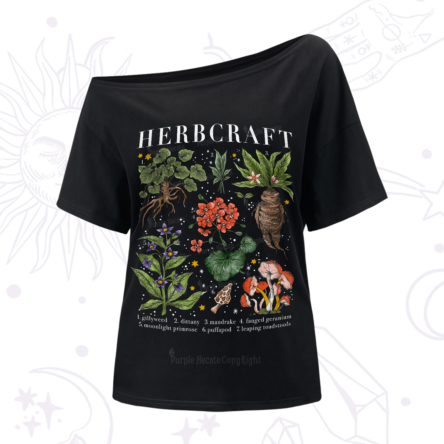 Purplehecate Magical Herbcraft One-Shoulder T-Shirt