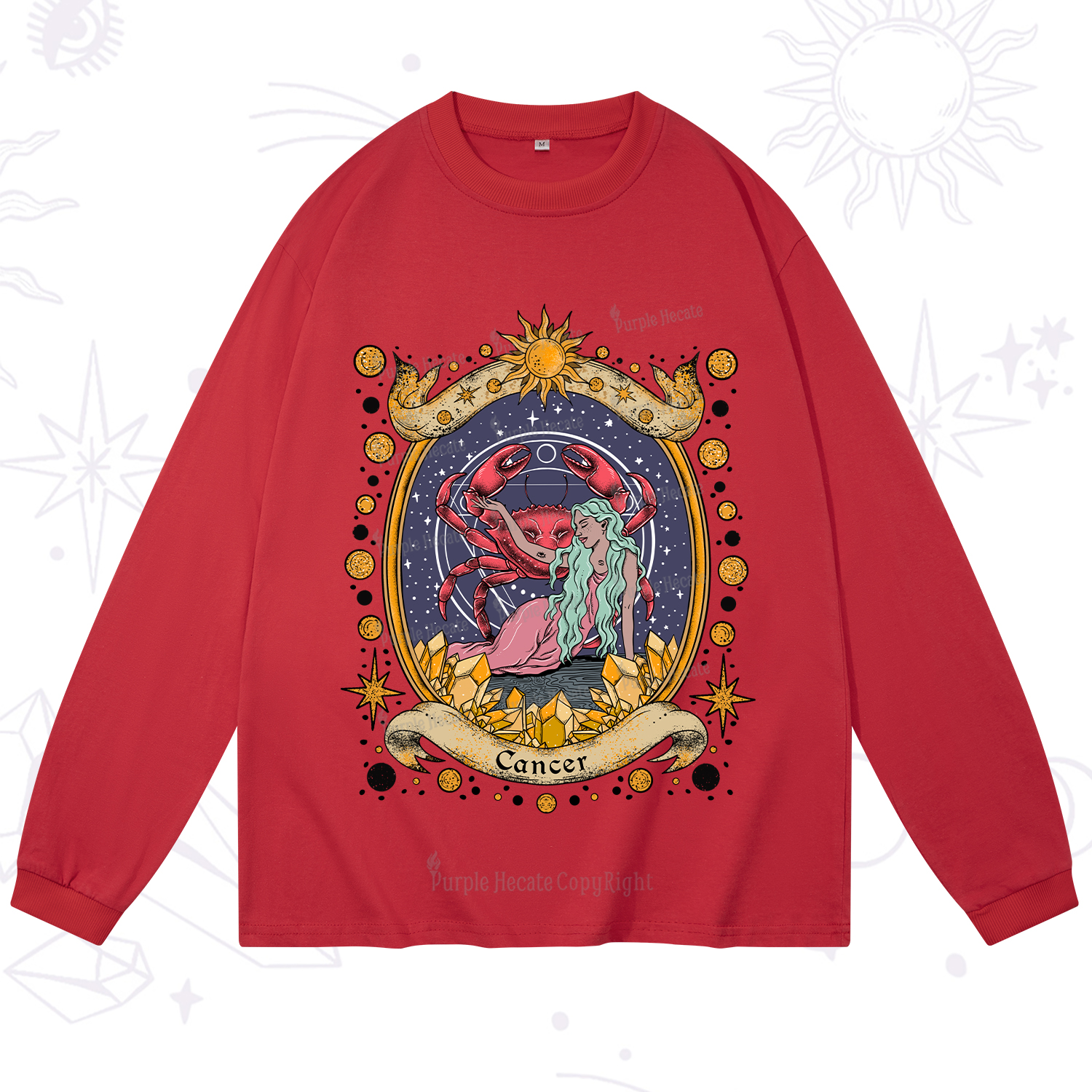 Purplehecate Celestial Cancer Zodiac Long Sleeve T-Shirt