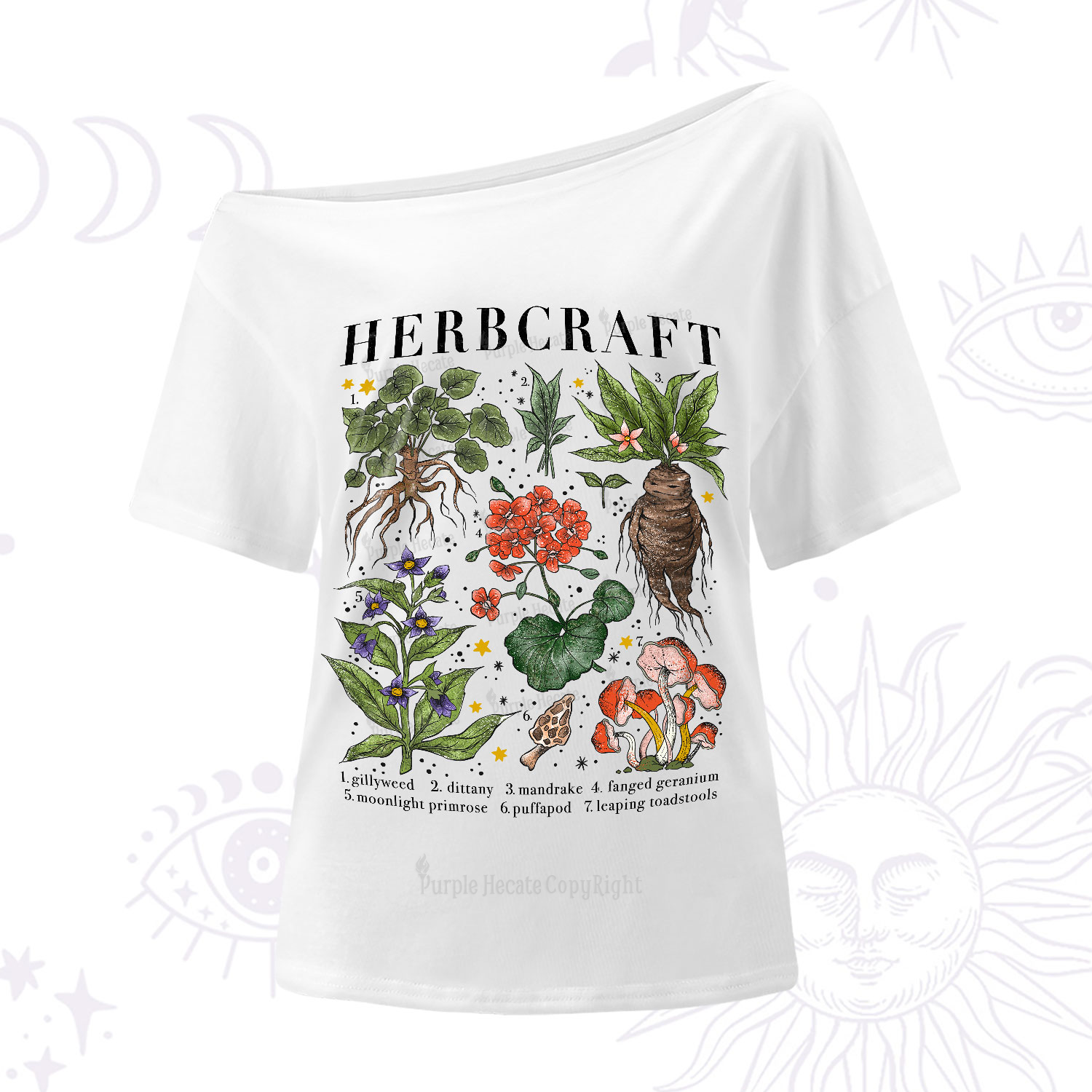 Purplehecate Magical Herbcraft One-Shoulder T-Shirt