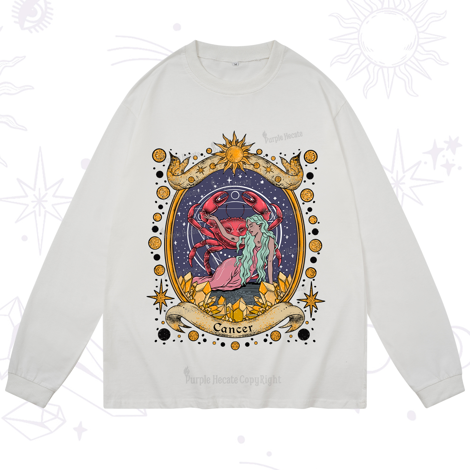 Purplehecate Celestial Cancer Zodiac Long Sleeve T-Shirt