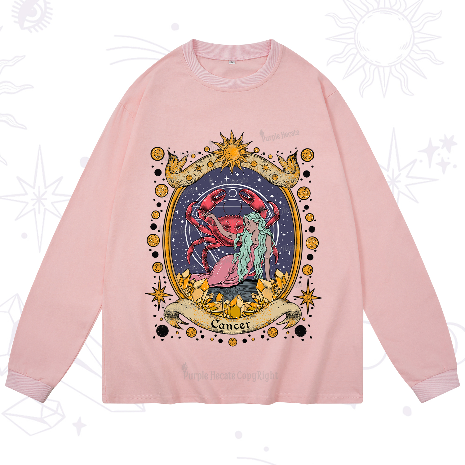 Purplehecate Celestial Cancer Zodiac Long Sleeve T-Shirt