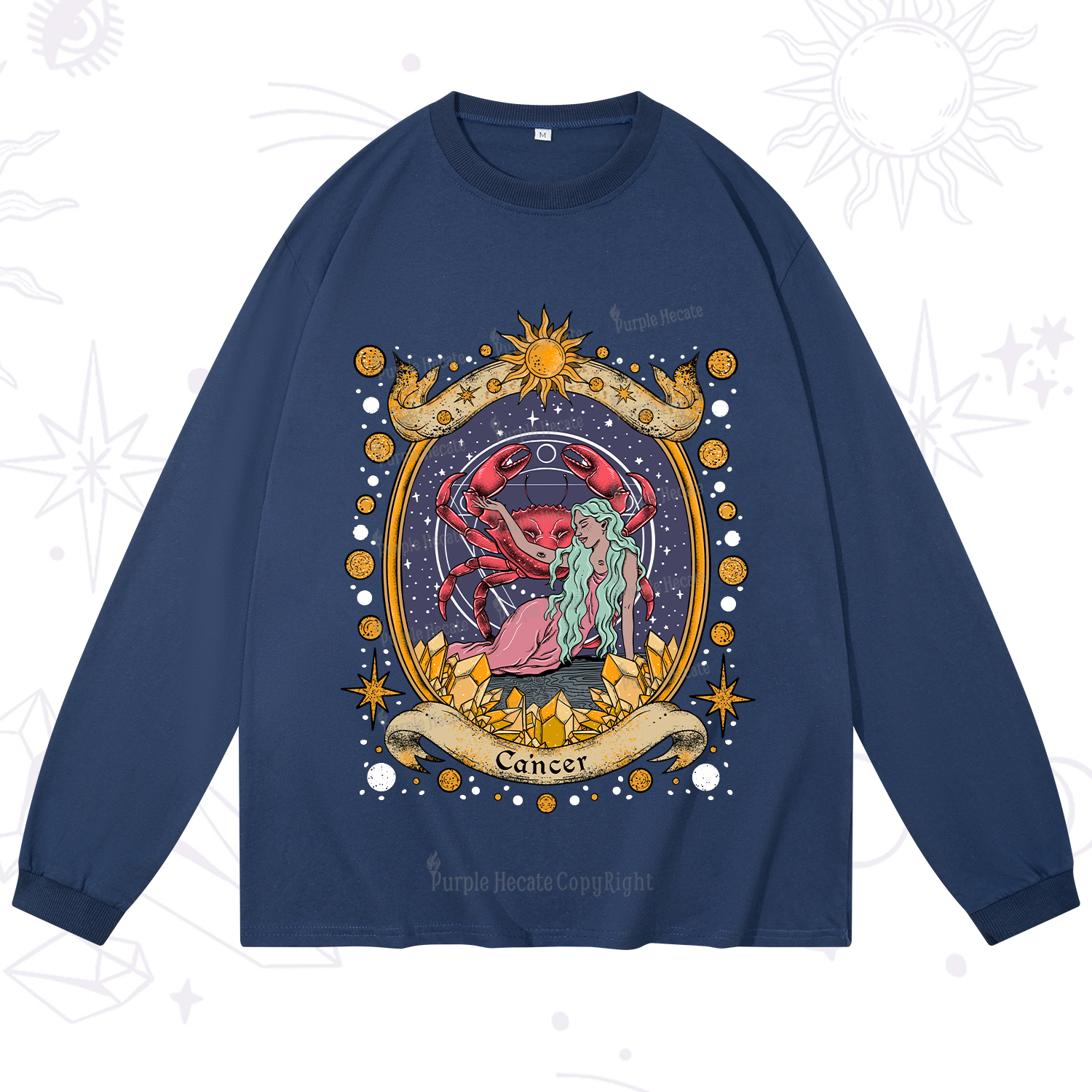 Purplehecate Celestial Cancer Zodiac Long Sleeve T-Shirt