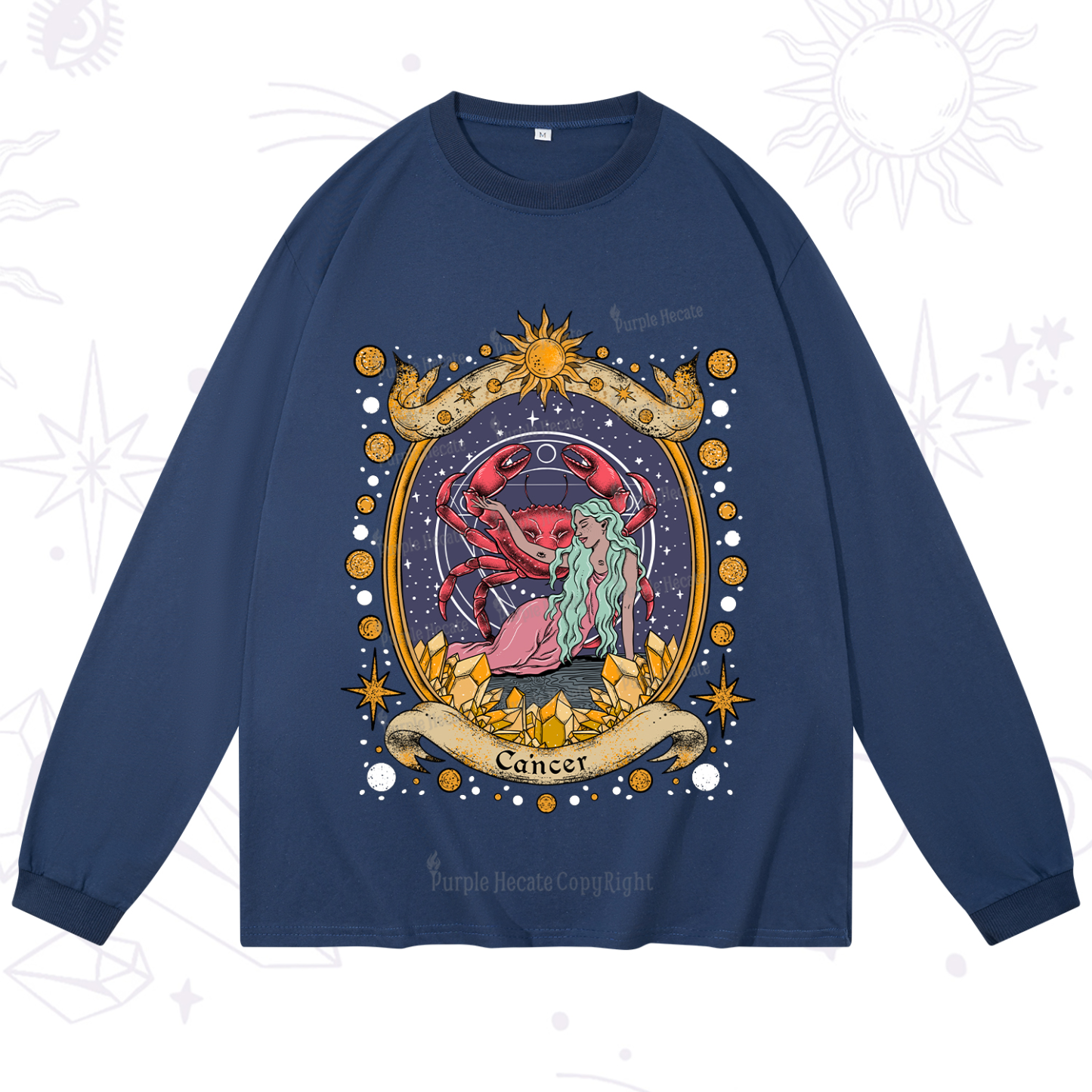 Purplehecate Celestial Cancer Zodiac Long Sleeve T-Shirt