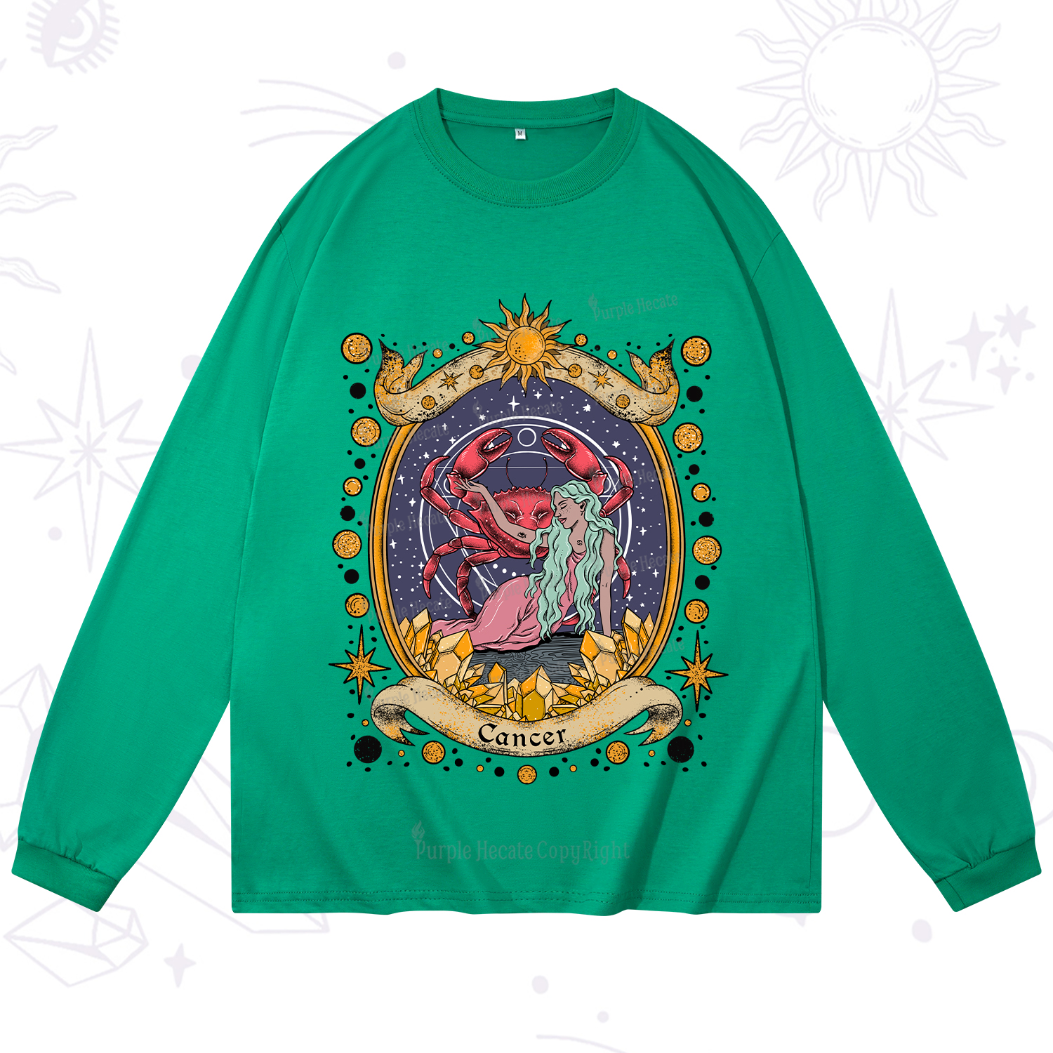 Purplehecate Celestial Cancer Zodiac Long Sleeve T-Shirt