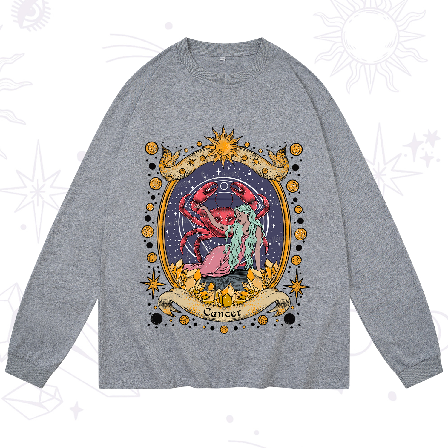 Purplehecate Celestial Cancer Zodiac Long Sleeve T-Shirt