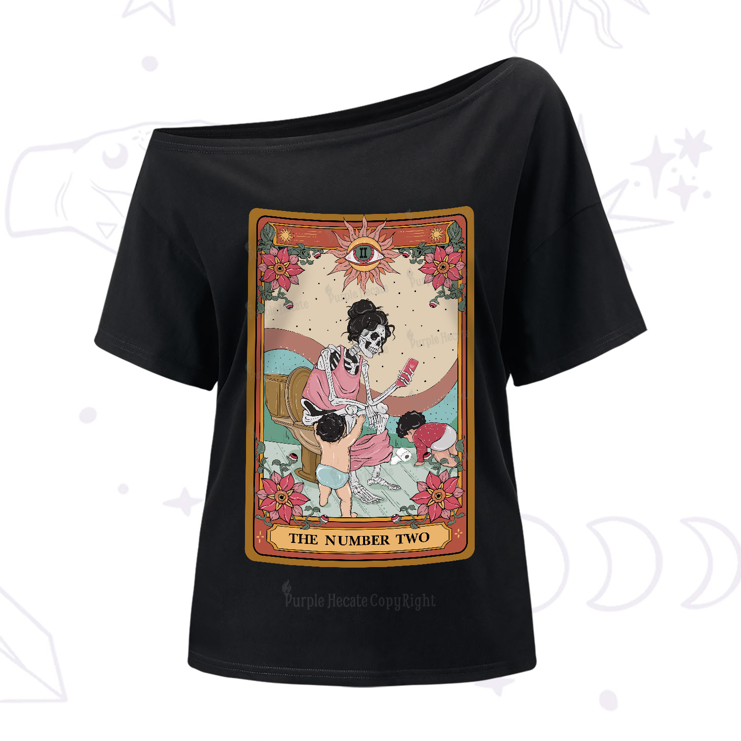 Purplehecate The Number Two Tarot One-Shoulder T-Shirt