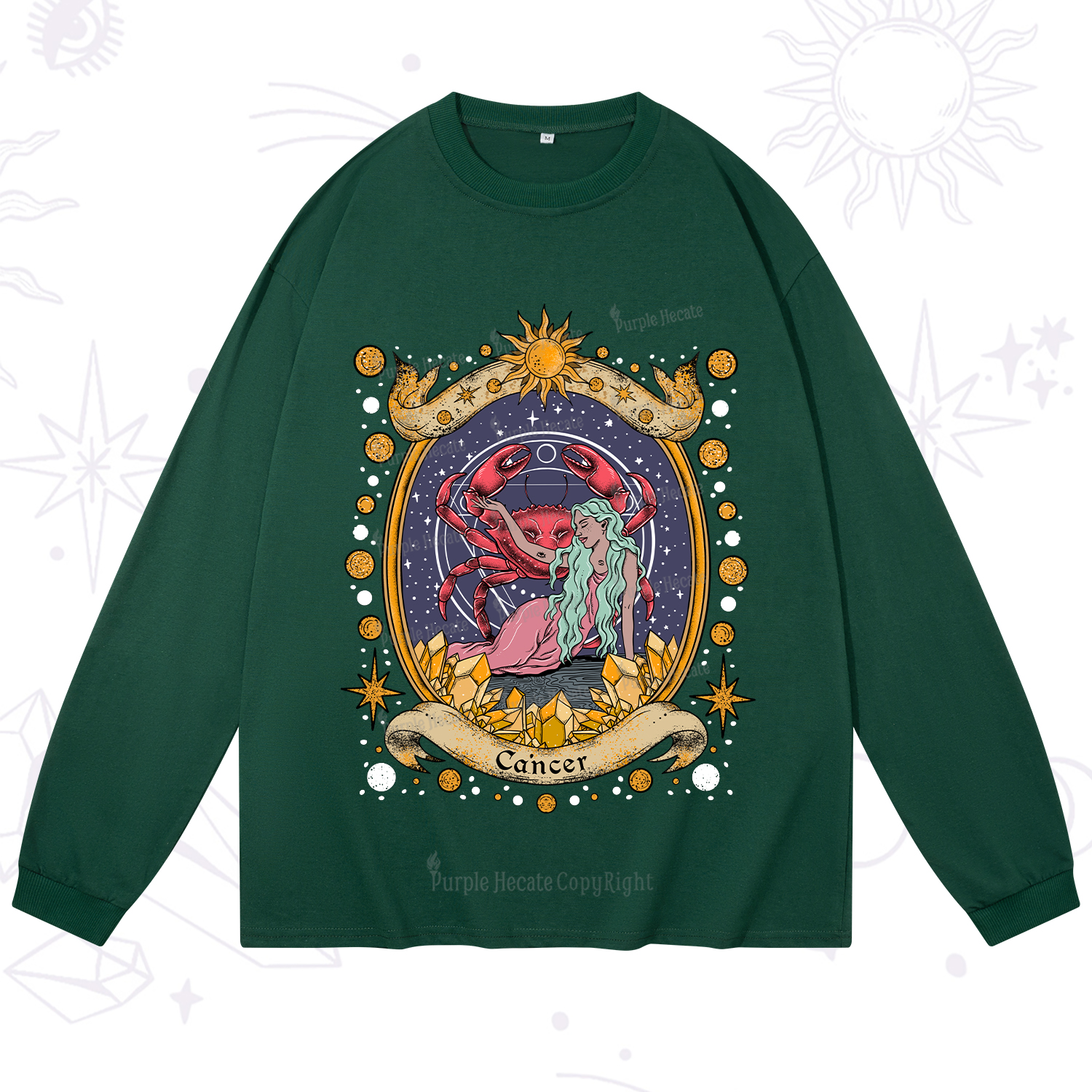 Purplehecate Celestial Cancer Zodiac Long Sleeve T-Shirt