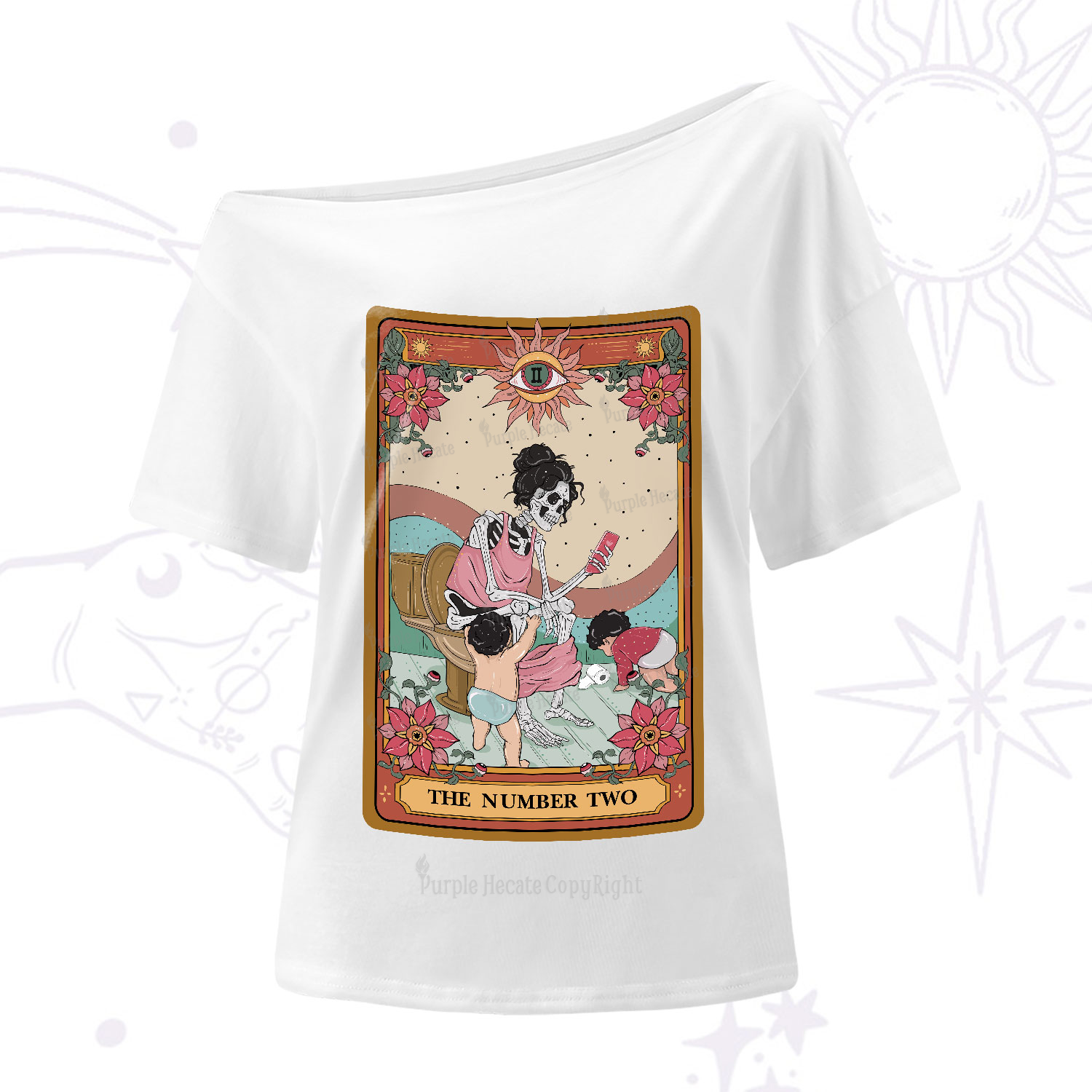 Purplehecate The Number Two Tarot One-Shoulder T-Shirt