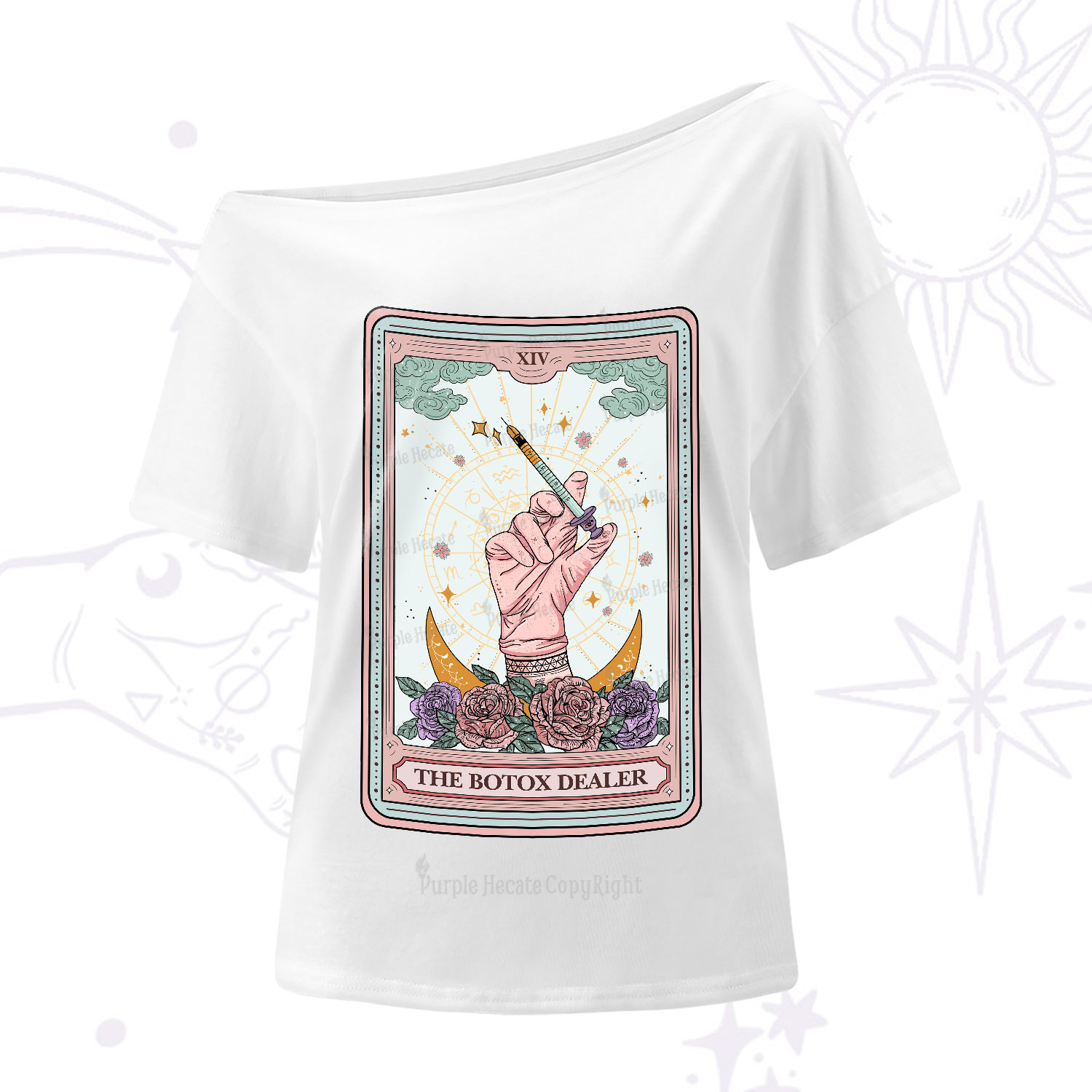 Purplehecate The Botox Dealer Tarot Card One-Shoulder T-Shirt