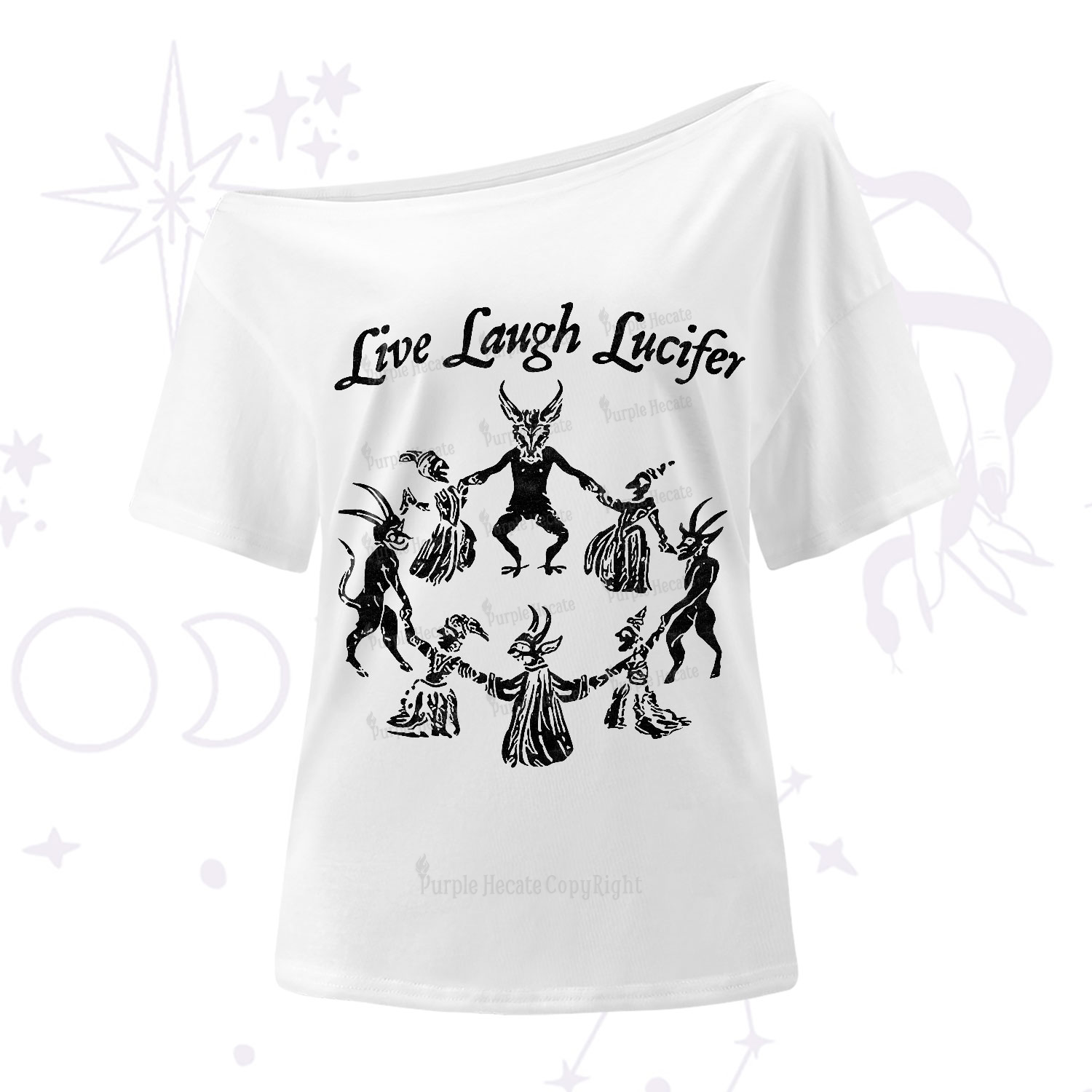 Purplehecate Live Laugh Lucifer One-Shoulder T-Shirt
