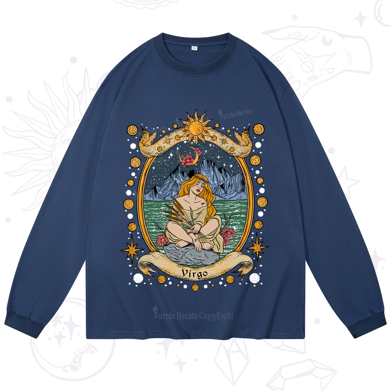 Purplehecate Celestial Virgo Zodiac Long Sleeve T-Shirt