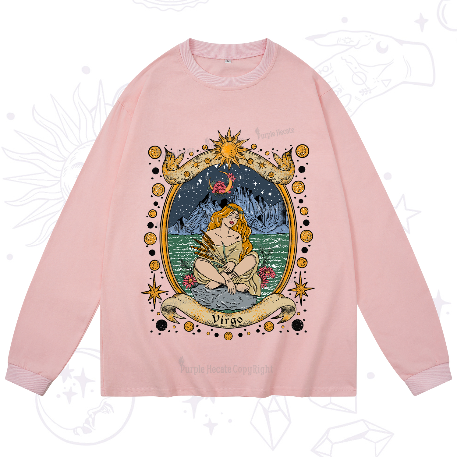 Purplehecate Celestial Virgo Zodiac Long Sleeve T-Shirt
