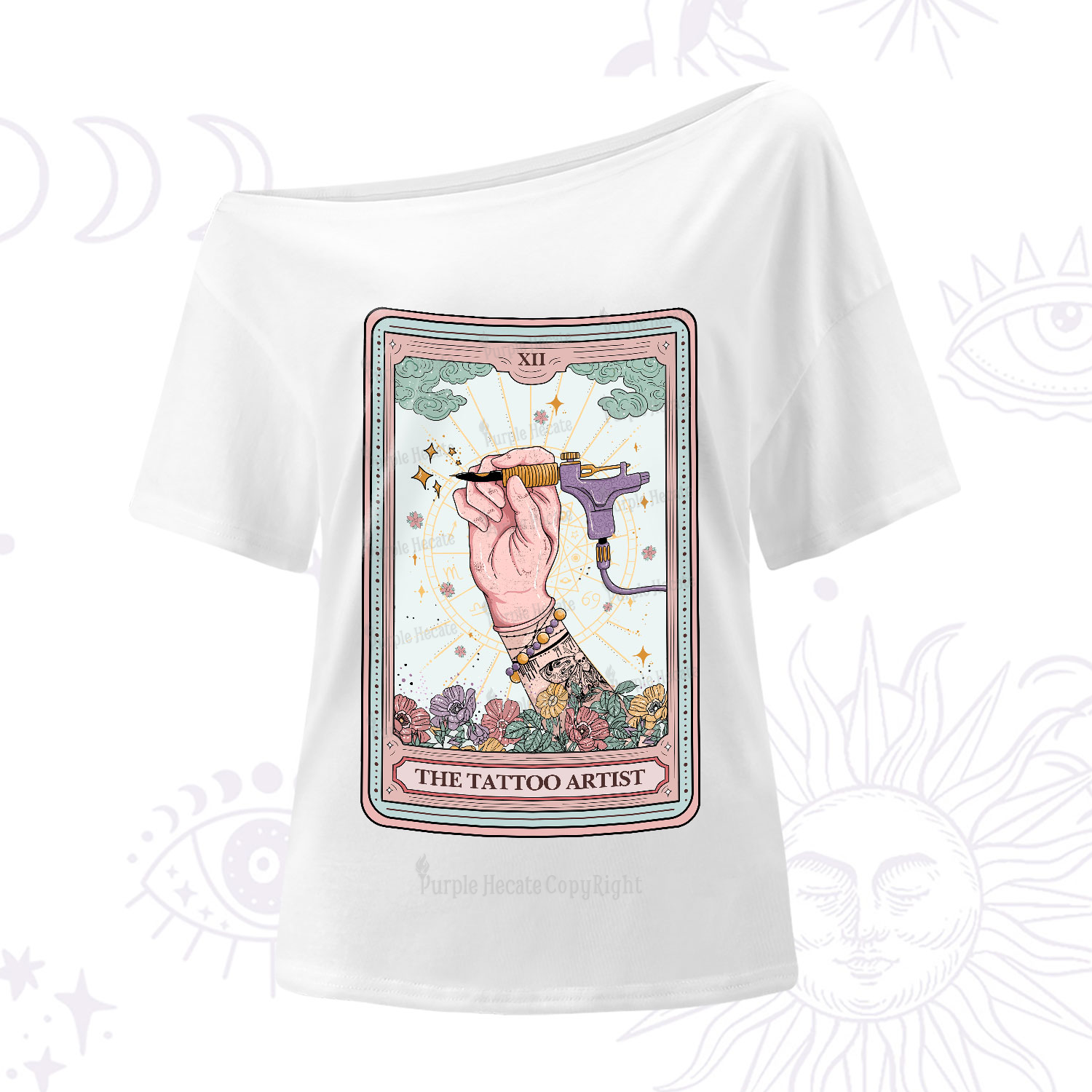 Purplehecate The Tattoo Artist Tarot Card One-Shoulder T-Shirt