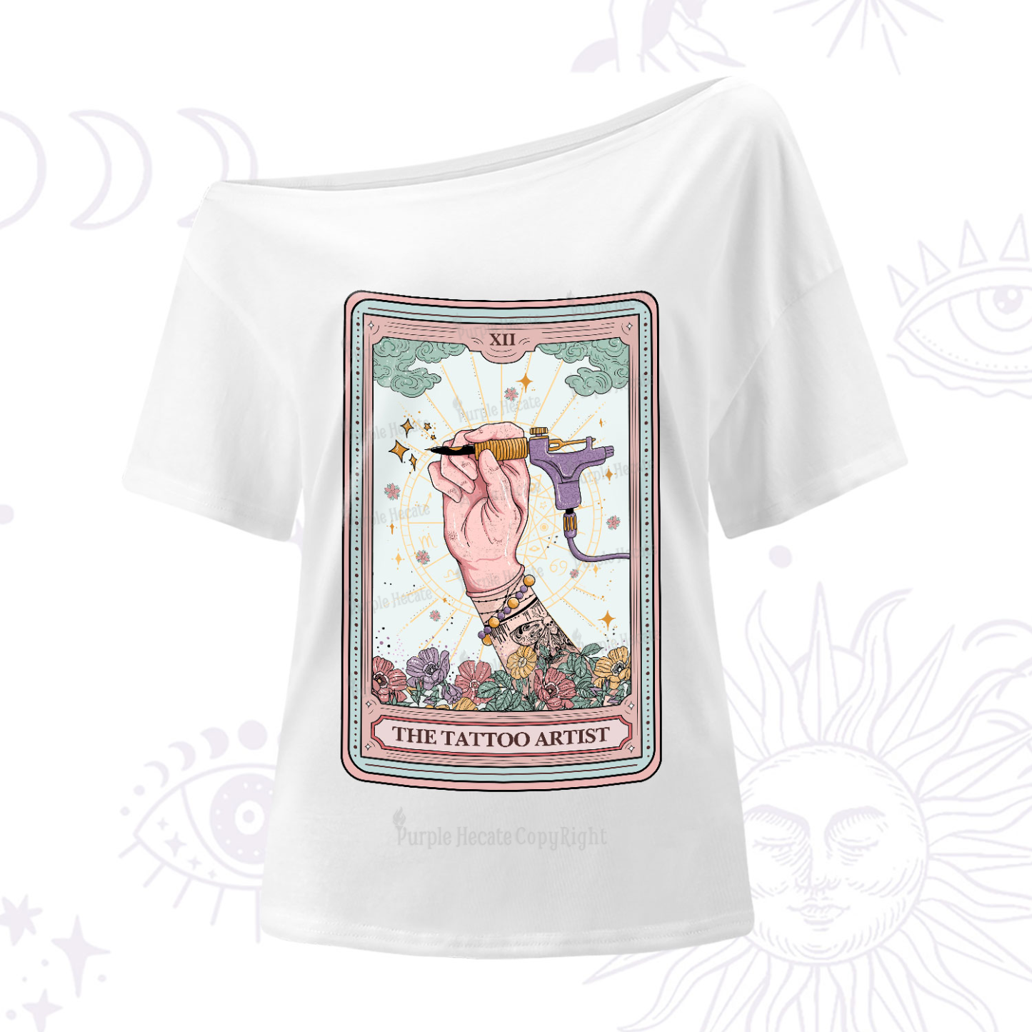 Purplehecate The Tattoo Artist Tarot Card One-Shoulder T-Shirt
