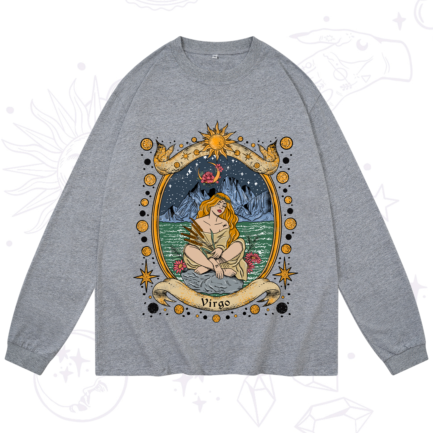 Purplehecate Celestial Virgo Zodiac Long Sleeve T-Shirt